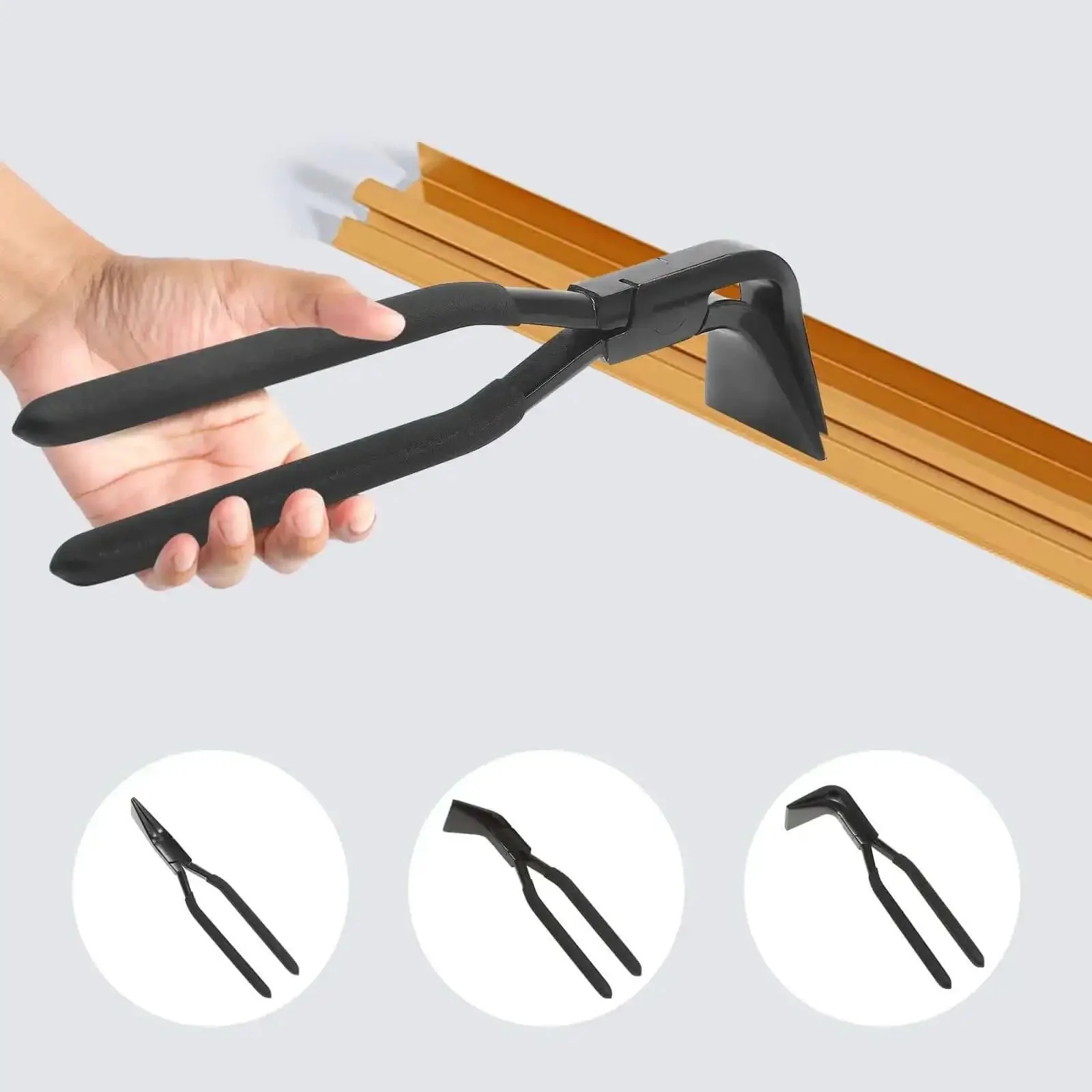 Pro Grade Three Piece Hand Seamer Sheet Metal Tool Set With Straight 45 Degree And 90 Degree Benders For Easy Bending And Flattening Carbon Steel Pliers For Roofers And Plumbers Black Finish - Image 9