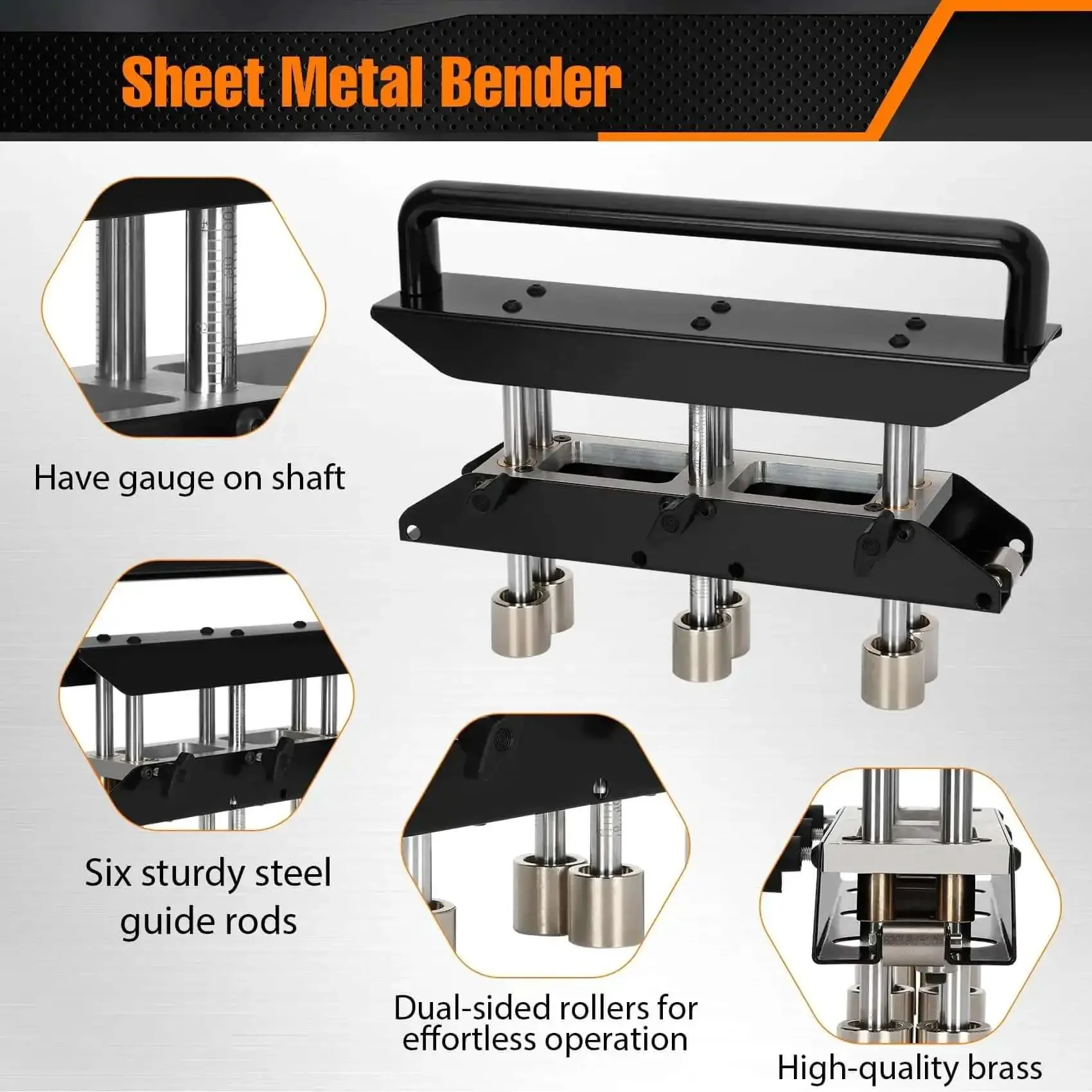Pro Grade Three Station Edge Roller Bender For Roofing and Sheet Metal, Adjustable 0 to 90 Degree Bends, Large Radius Roller For Making Five Eighths to Four Inch Bends in 29 to 22 Gauge Steel, Smooth Scratch Free Edges For HVAC and DIY - Image 4