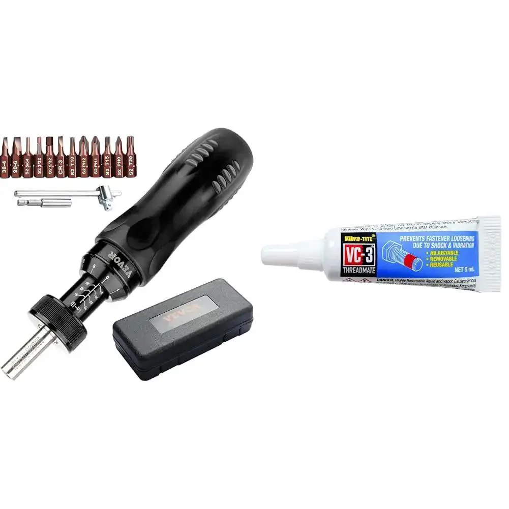 Pro Grade Torque Screwdriver With One Quarter Inch Drive Precise 10 To 70 Inch Pounds Adjustable Torque Laser Calibrated For Tightening And Loosening Small Screws Includes Threadlocker Tube