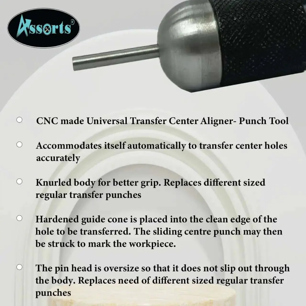 Pro Grade Transfer Center Aligner Punch With Hardened Pin Three Eighths To One Inch Range CNC Made Auto Adjust Center Hole Transfer Knurled Grip Durable Punch Tool For Precise Metalworking - Image 2