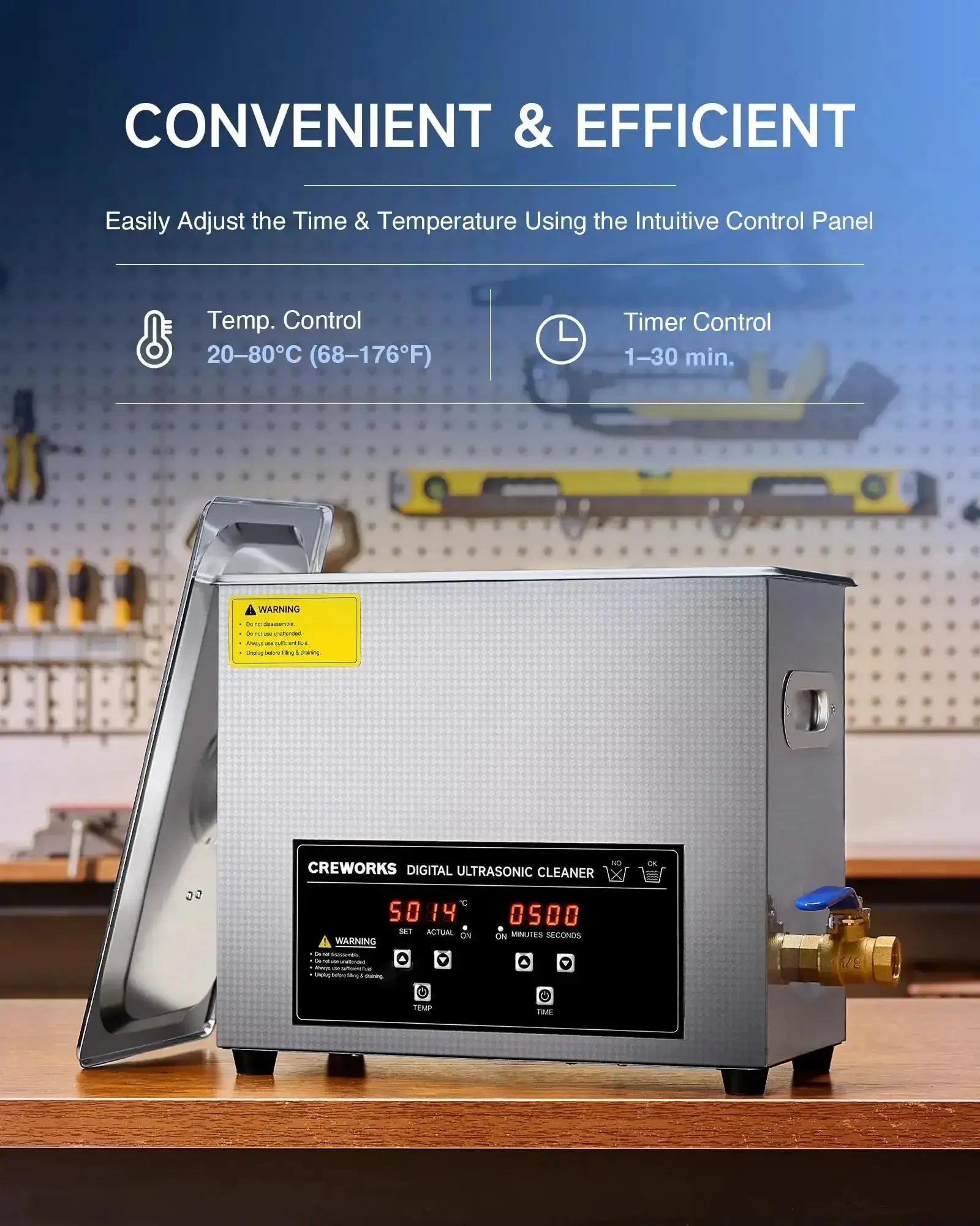 Pro Grade Ultrasonic Cleaner With Heater And Timer, 6L 1.6 Gallon Digital Sonic Cleaning Machine, 180W Stainless Steel Jewelry Glasses Watch Denture Parts Cleaner For Professionals - Image 5