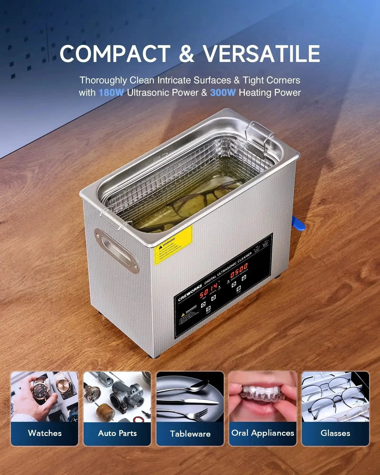 Pro Grade Ultrasonic Cleaner With Heater And Timer, 6L 1.6 Gallon Digital Sonic Cleaning Machine, 180W Stainless Steel Jewelry Glasses Watch Denture Parts Cleaner For Professionals - Image 6