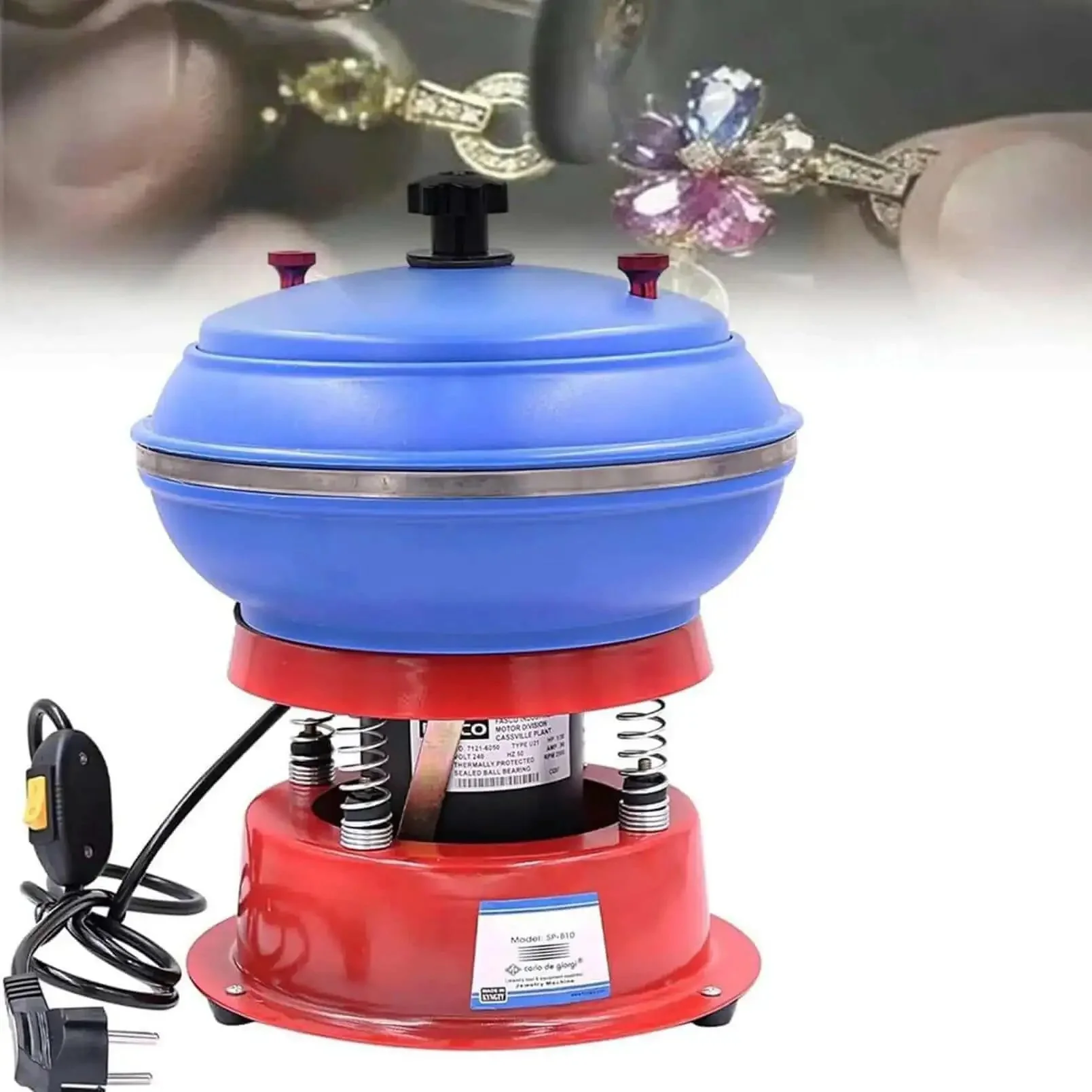 Pro Grade Vibrating Roller Polisher Kit for Metal Parts Gemstones Jade Jewelry and Auto Parts Electric Rock Roller Vibrating Bowl for Deburring Smoothing and High Frequency Polishing