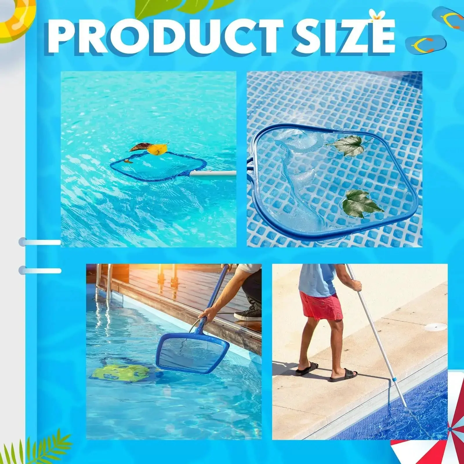 Pro Pool Cleaning Kit With Aluminum Adjustable Pole, 3 Skimmer Nets And 3 Rotating Brushes For Above Ground Pools, Complete 7 Piece Set For Easy Debris Removal And Deep Cleaning - Image 2