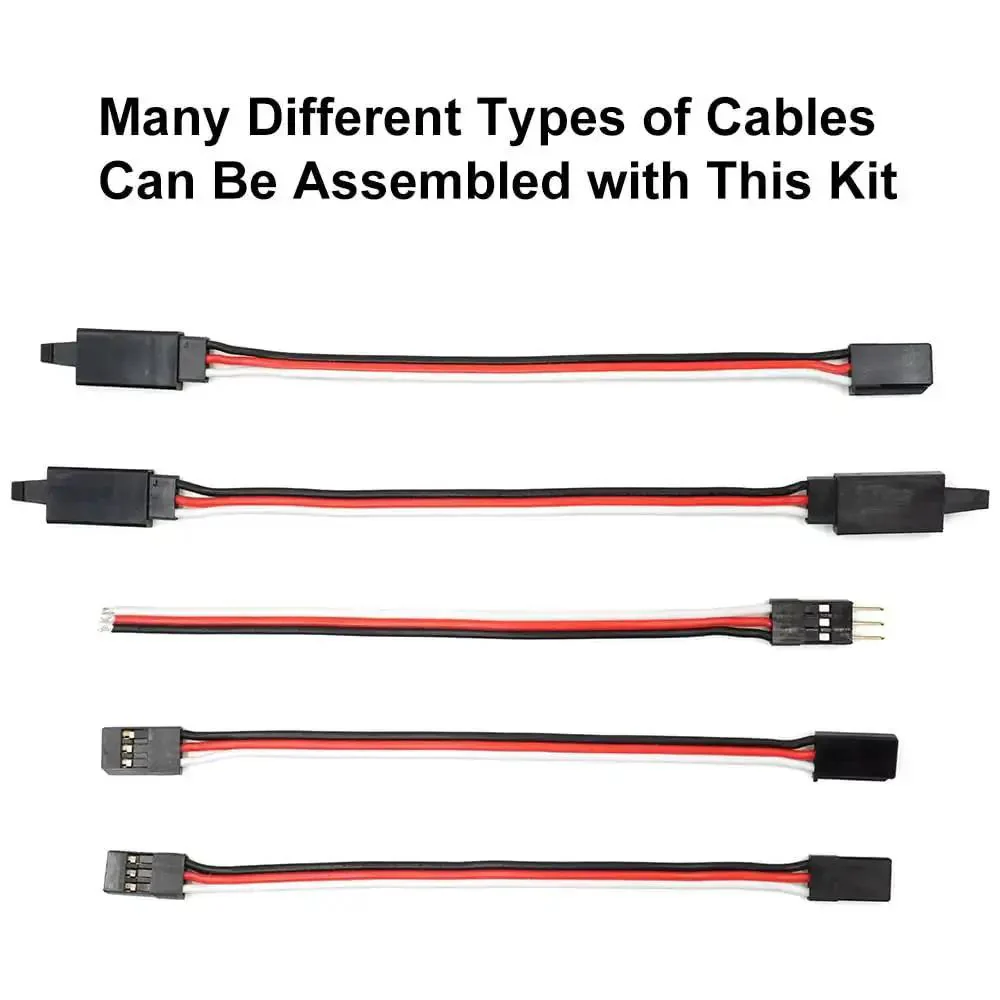 Pro RC Servo Connector Kit With Crimp Tool And Tweezers, 30 Male And 30 Female Pins, 3m Of 22AWG Cables, Great For DIY Servo Extensions And Repairs, Compatible With Futaba JR Hitec Spektrum Connectors - Image 2