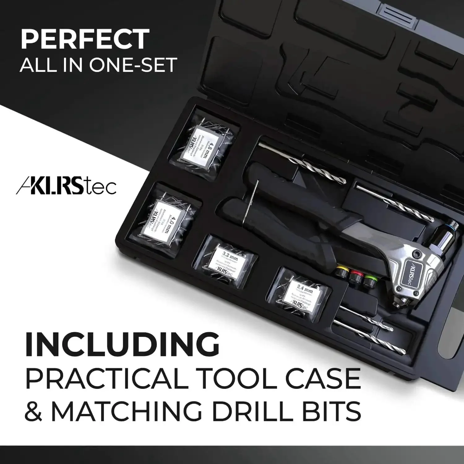 Pro Rivet Gun Kit With 120 Pop Rivets And 4 HSS Drills For Quick, Easy Blind Rivet Fixes, Heavy Duty Pop Rivet Tool Set For Metal, Wood, Auto Projects With 2.4mm 3.2mm And 4.0mm Sizes - Image 3