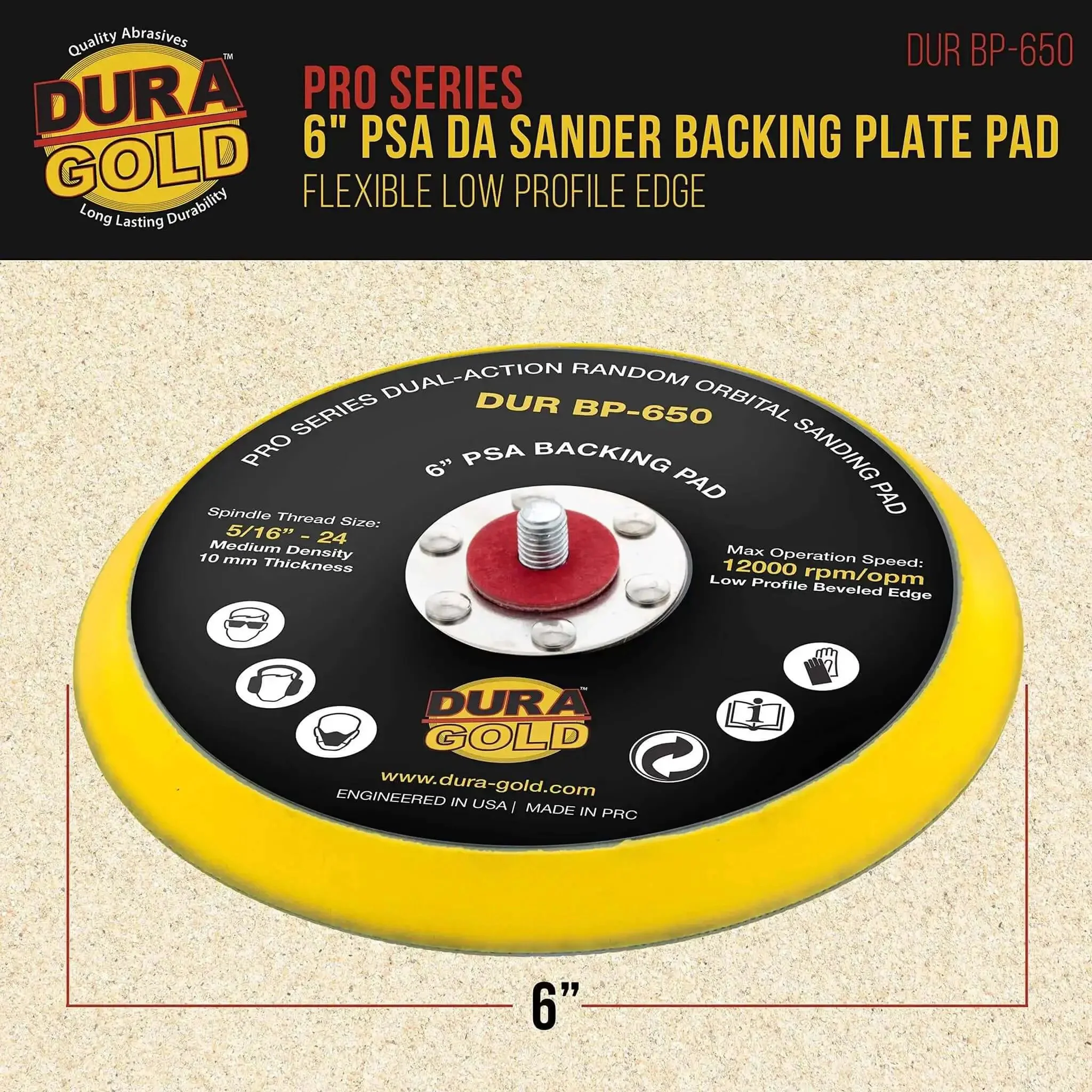 Pro Series 6 Inch PSA DA Sander Backing Plate Pad With Flexible Low Profile Edge For Self Adhesive Sandpaper Discs Dual Action Random Orbital Polisher Pad Durable Polyurethane Foam - Image 5