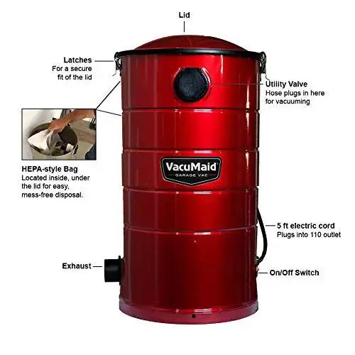 Pro Wall Mount Garage And Car Vacuum With 50 Ft Hose And Tools, Heavy Duty Galvannealed Steel, 7 Gallon Dirt Capacity, 75 Percent Longer Motor Life, Sealed HEPA Style Bag, Includes Hang, Caddy, Wands, And Floor Upholstery Tools - Image 3