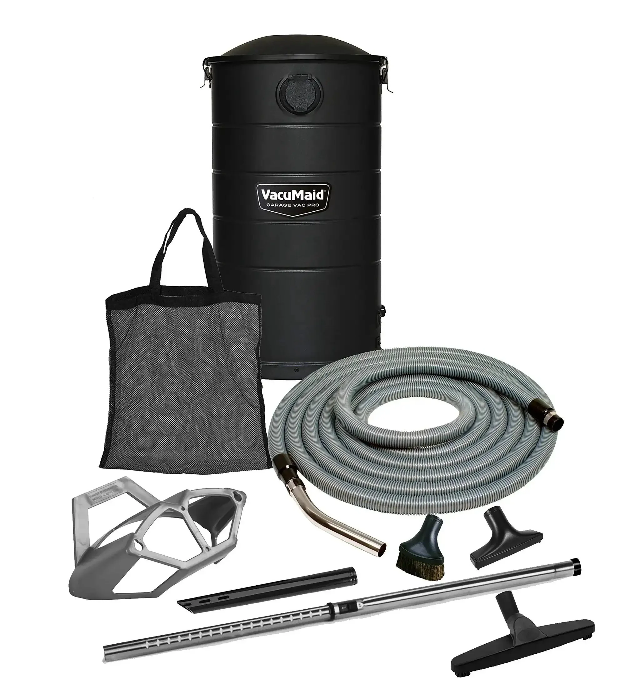 Pro Wall Mounted Garage And Car Vacuum With 50 Ft Hose And Tools, 7 Gallon Capacity, Workhorse Build In Galvannealed Steel, Sealed HEPA Style Bag, Long Lasting Ametek Lamb Motor, Includes Caddy, Hanger And Wands