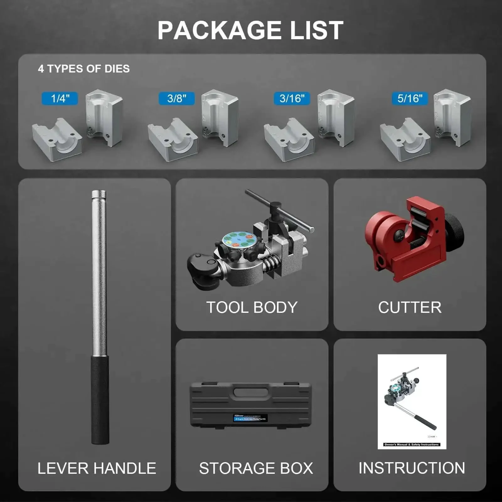Professional Brake Line Flaring Tool Kit For 45 Degree Single Bubble And Double Flare With Wide Compatibility For 3/16 Inch 1/4 Inch 5/16 Inch And 3/8 Inch Steel And Copper Tubing For Easy At Home Or Shop Use - Image 2