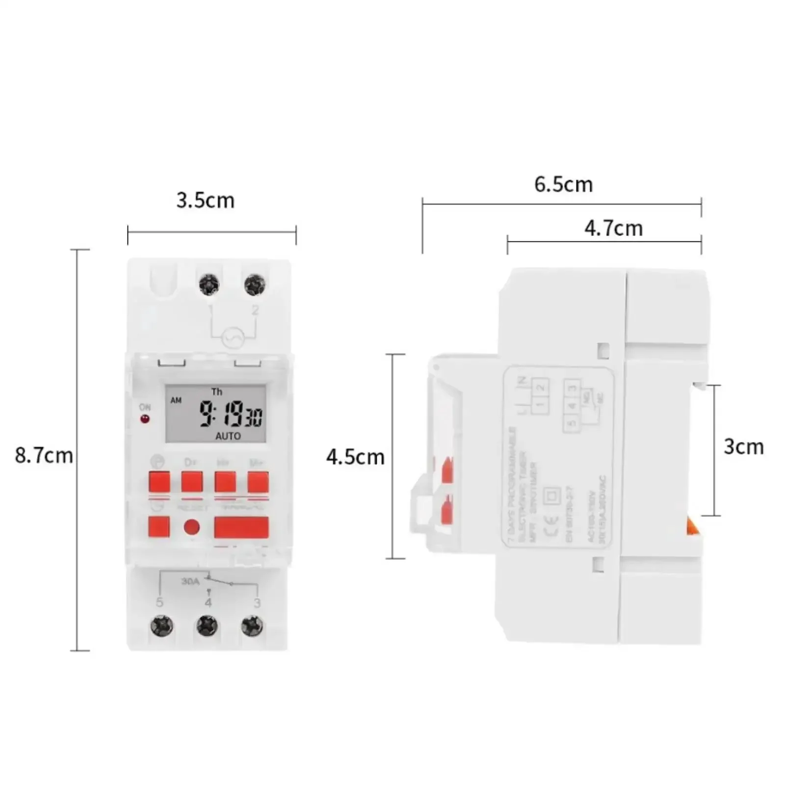 Programmable Digital Timer Switch 85 To 265V 30A With LCD Countdown Display, 24 Hours 7 Days Scheduling, 16 On Off Settings, Super Easy Manual Override, LED Indicators, 35mm DIN Rail Mount - Image 8