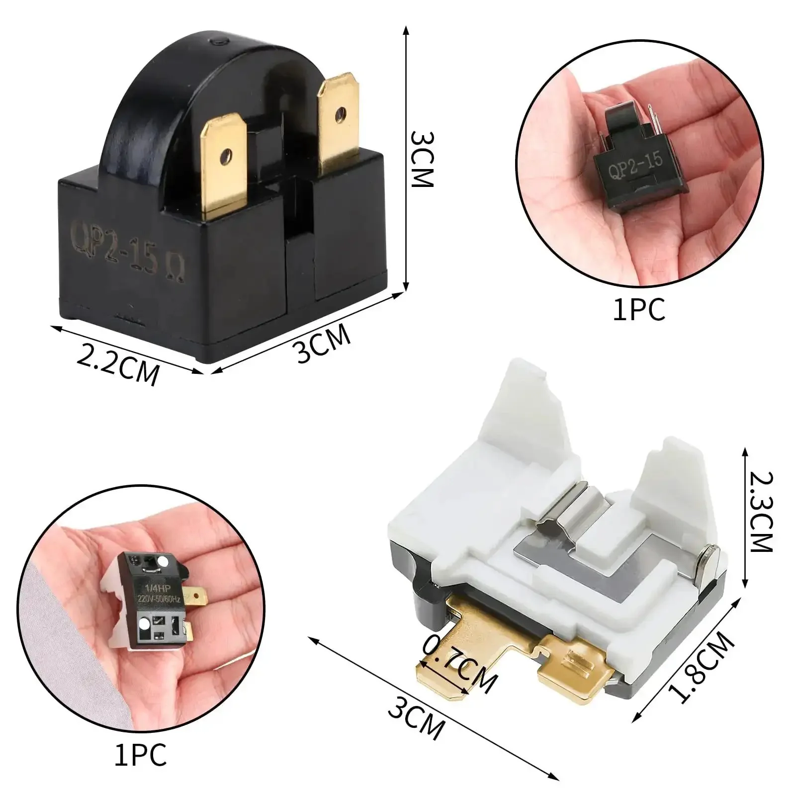 PTC Refrigerator Start Relay And Overload Protector Kit With 3 Pin 15 Ohm Starter And 1 4HP Overload Compatible With LG Refrigerator Compressors Durable Easy Install Reliable Cooling System Component - Image 6