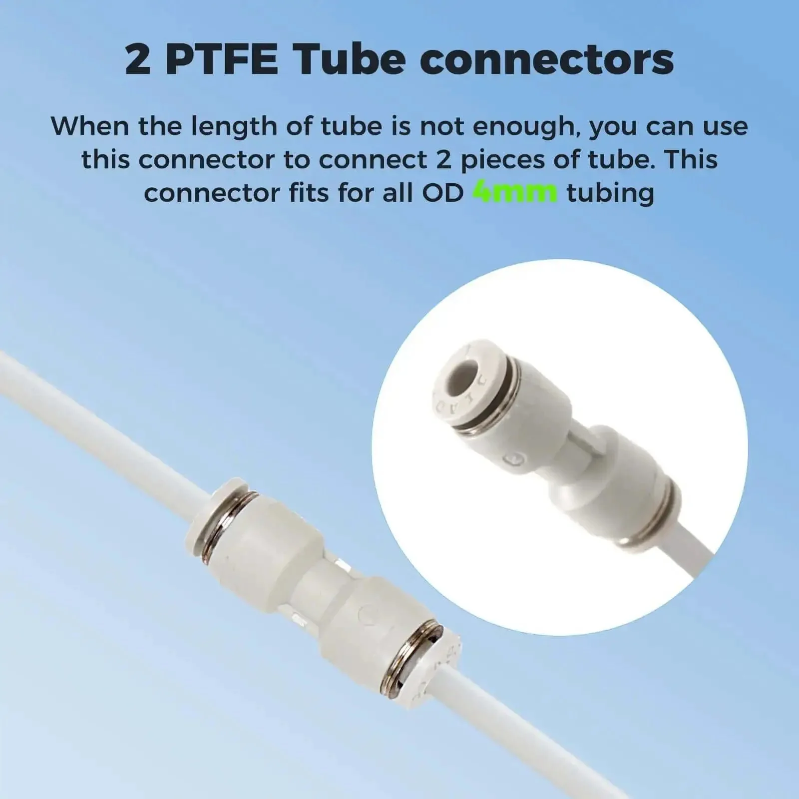 PTFE Filament Tube 2.5mm ID 4mm OD 5m With 2 Couplers And Tubing Cutter For Bambu Lab X1 X1C P1P P1S A1 A1 Mini Prusa MMU3 Creality K1 Max Ender 3 V3 Direct Drive 3D Printer White Ultra Smooth Glide No Drag - Image 5