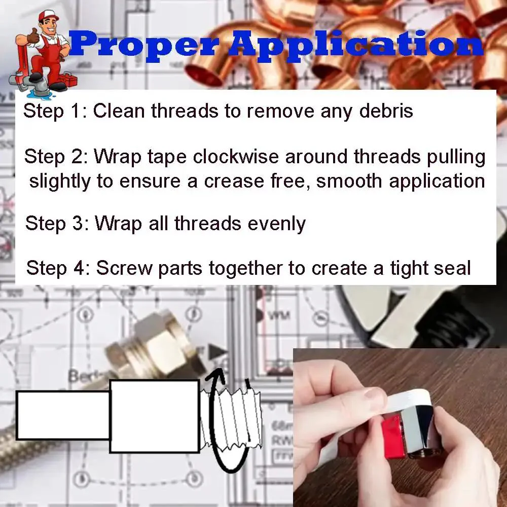 PTFE Pipe Thread Seal Tape Set 10 Rolls 1/2 Inch By 394 Inches Heavy Duty Pro Grade Teflon Tape For Plumbing Air And Hydraulic Systems Leak Free Seal Flexible Durable Non Toxic Non Flammable - Image 4
