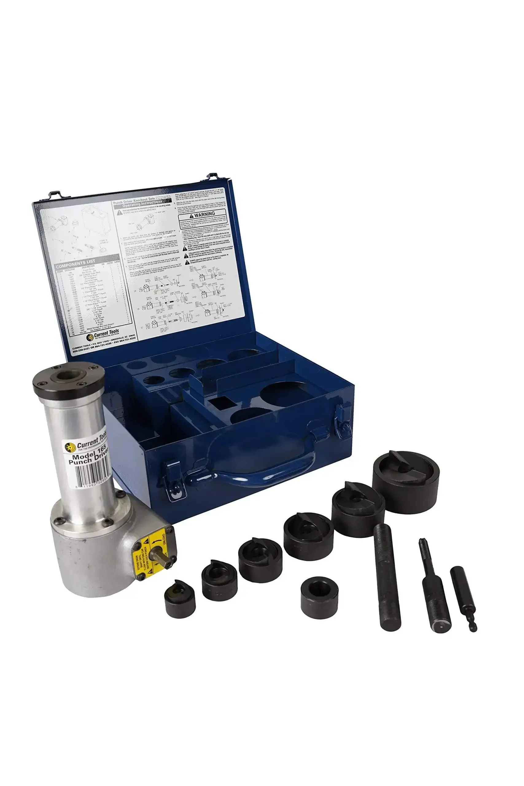 Punch Driver Knockout Set for Drill Driven Holemaking, Piece Maker Punches and Dies Kit Pro Grade Long Lasting Tough Steel Punch Up to 2 Inch Conduit in 10 Gauge Steel Smooth Slug Removal Easy One Person Operation