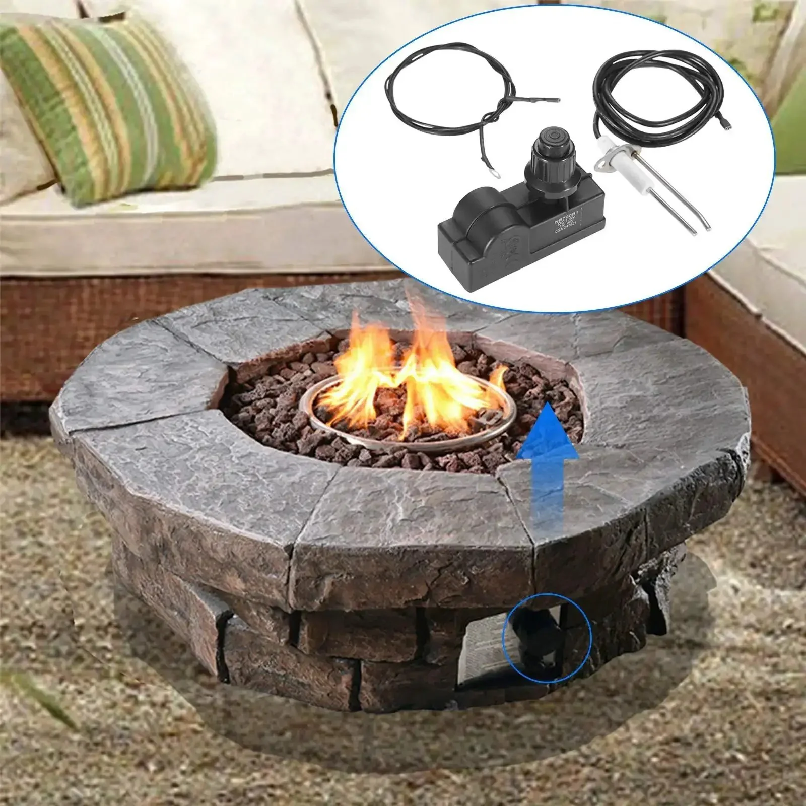 Push Button Fire Pit Ignition Kit With Two Outlets And Ground Wire For Gas Burner Systems Up To 150000 BTUs Propane Heater Grill Pizza Oven Or Outdoor Fire Pit - Image 3