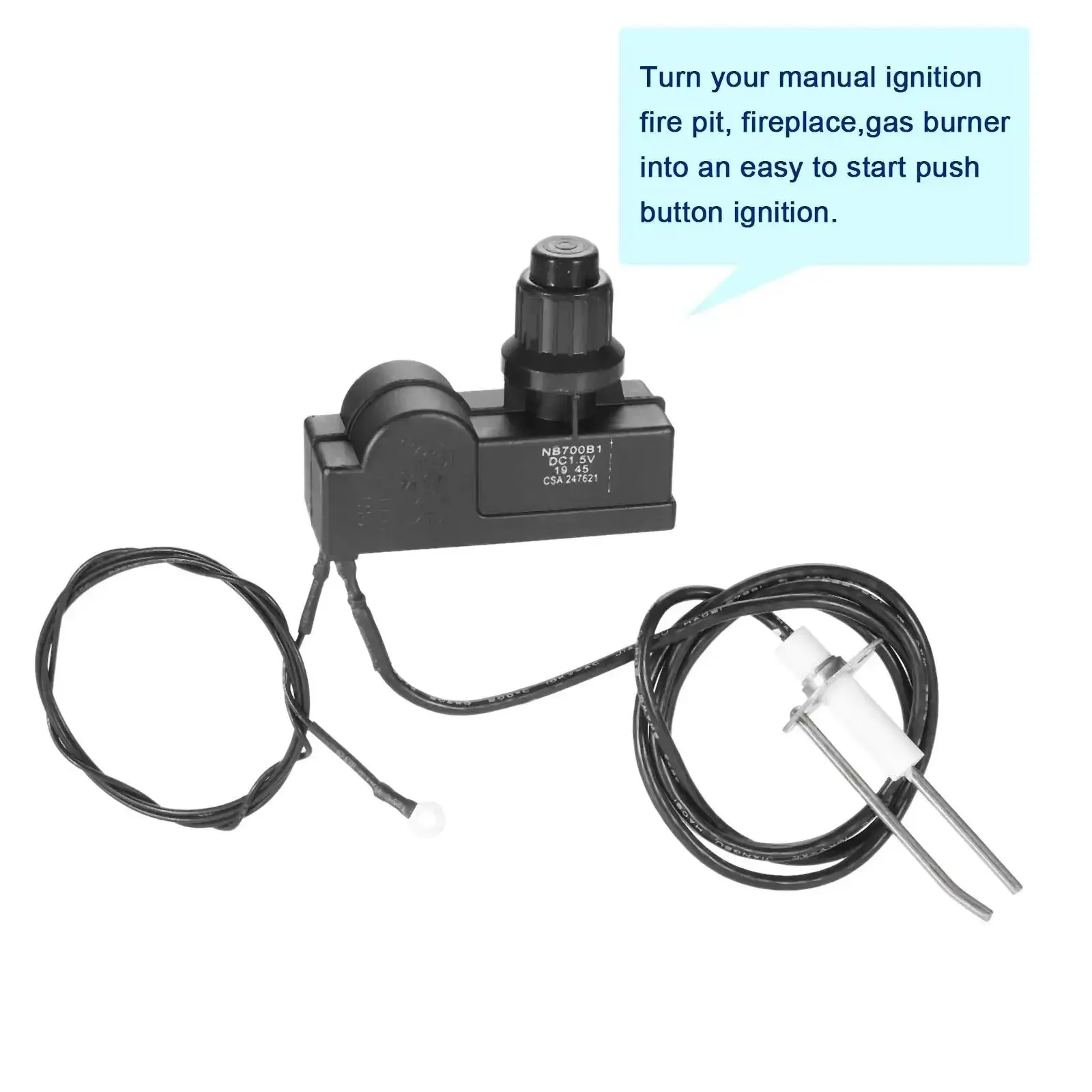 Push Button Fire Pit Ignition Kit With Two Outlets And Ground Wire For Gas Burner Systems Up To 150000 BTUs Propane Heater Grill Pizza Oven Or Outdoor Fire Pit - Image 5