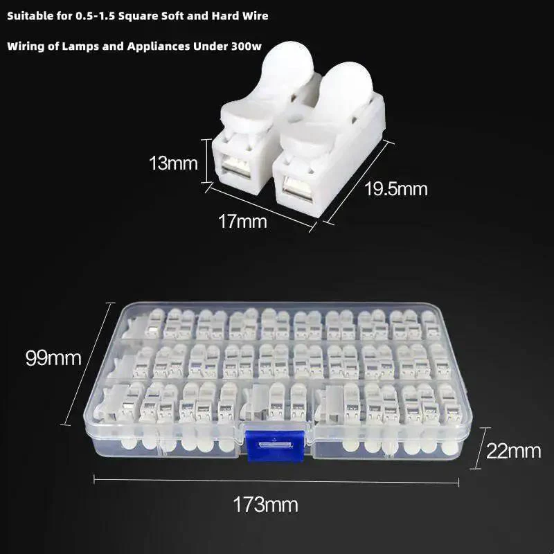 Push Quick Wire Connector Kit 55 Piece Boxed Set With Spring Type Cable Connectors White Terminal Block For DIY Home Lighting Projects And Automotive Wiring Durable Flame Retardant Engineering Plastic Construction - Image 3