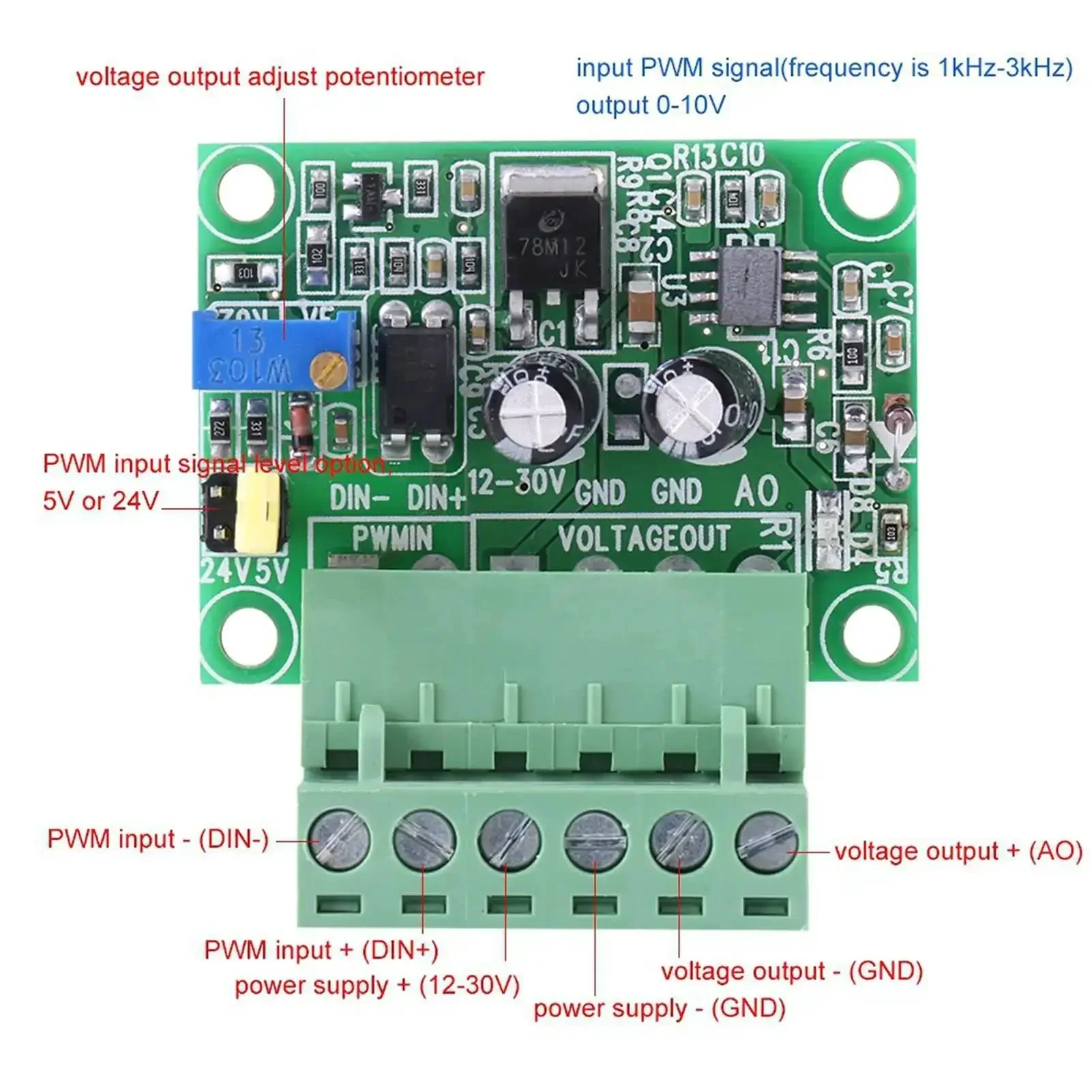 PWM To 0-10V Voltage Converter Module For Industrial Control Panels And PLC Interfaces Digital To Analog Signal Board With 5V Or 24V Input Easy Install Plug And Play Calibrated Precision Pro Grade - Image 2