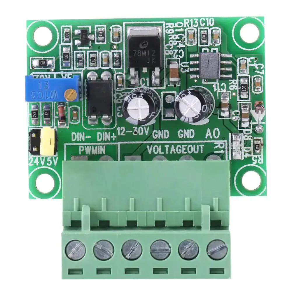 PWM To Analog Converter Module 0-10V Output For PLC And Industrial Control, Accepts 5V Or 24V PWM Input, Adjustable 0-10V Or 0-5V Analog Voltage, 100Hz-3kHz Range, Great For Automation Panels And Projects