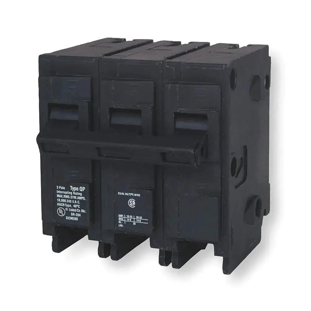 Q330 30 Amp 3 Pole 240 Volt Circuit Breaker QP Style Plug In Mount 10K Trip Standard Type For 240 Volt Panels Ideal For Residential Electric Service Panel Breaker Box Upgrade