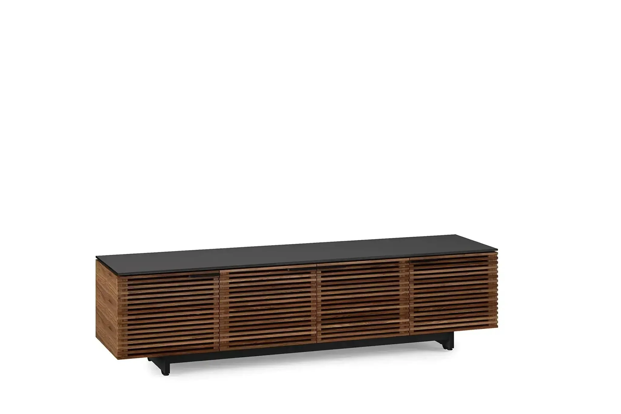 Quad Width Low Media Cabinet 8173 With Natural Walnut Finish, Space Saving TV Console With Cable Management, Removable Back Panels For Easy Rear Access, Sleek Modern Media Storage For Home Theater - Image 5