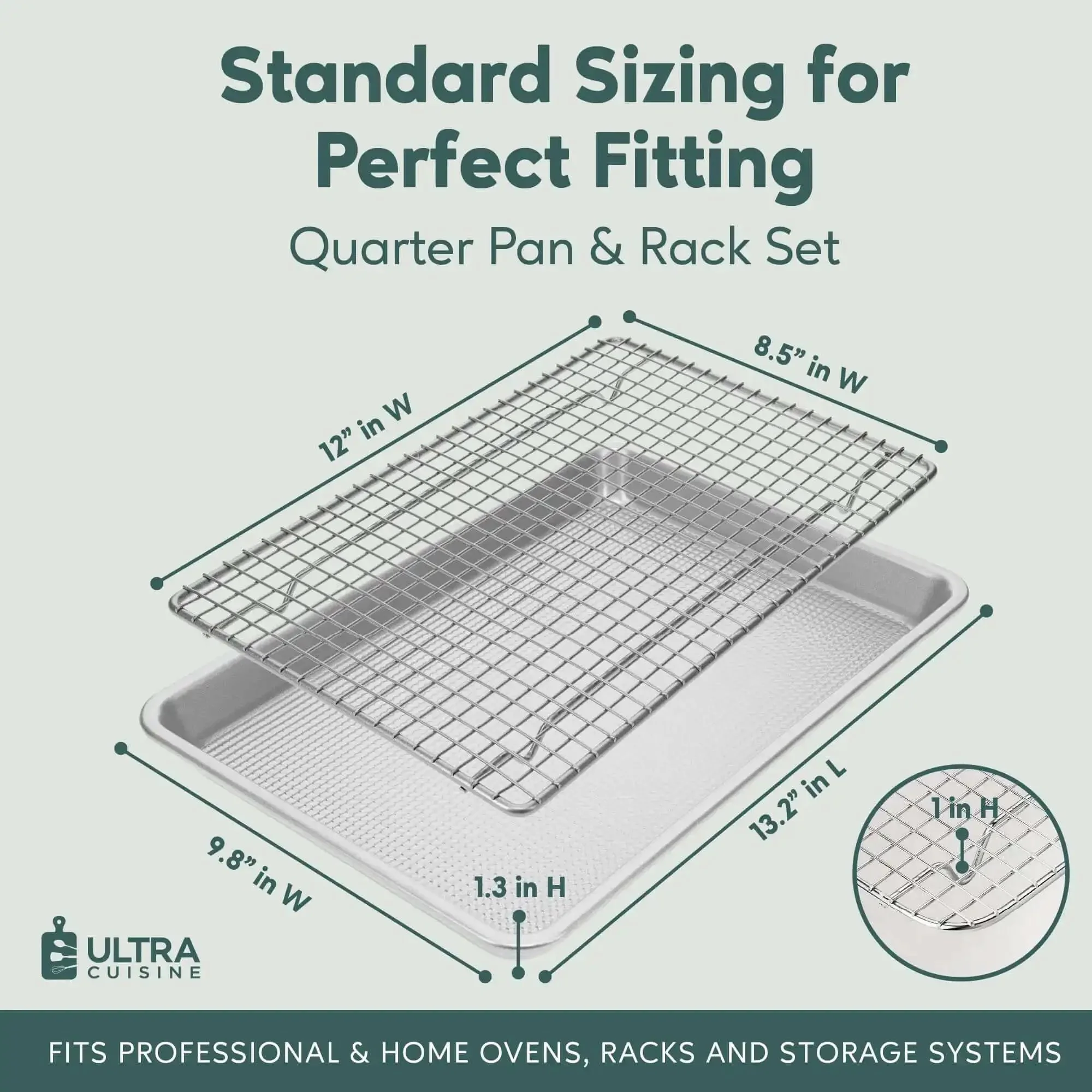 Quarter Sheet Pan With Wire Rack Set For Oven Use, Premium Aluminum Baking Sheet With Stainless Steel Rack, Cookie Cooling Racks For Baking, Roasting, Broiling, And Air Frying - Image 8