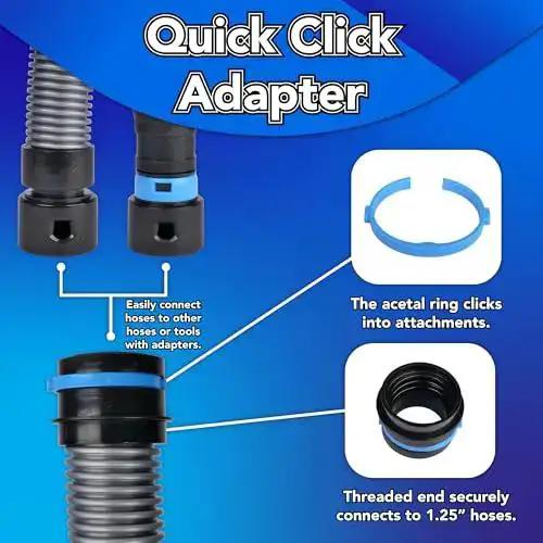 Quick Click 16 Foot Commercial Vacuum Hose With Expanded Multi Brand Power Tool Adapter Set For Dust Collection For Home And Shop Vacuums One And A Quarter Inch Diameter Flexible Durable Wide Compatibility Across Major Brands - Image 9