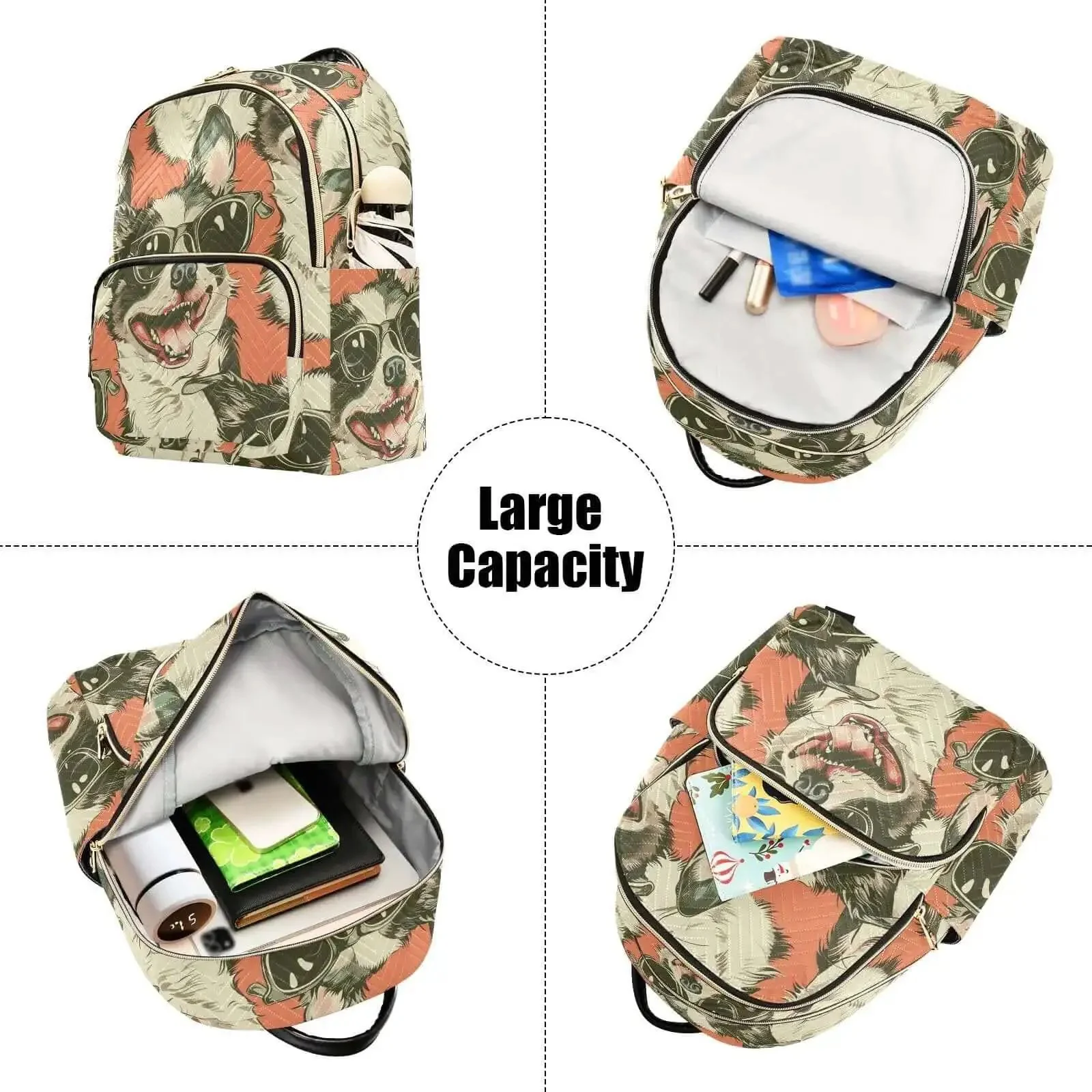 Quilted Womens Backpack Purse With Zipper Closure And Leather Handle Dope Everyday Carry Bag For Work Travel College And Social Life Adjustable Shoulder Strap Multiple Pockets Stylish Pattern Bag - Image 3