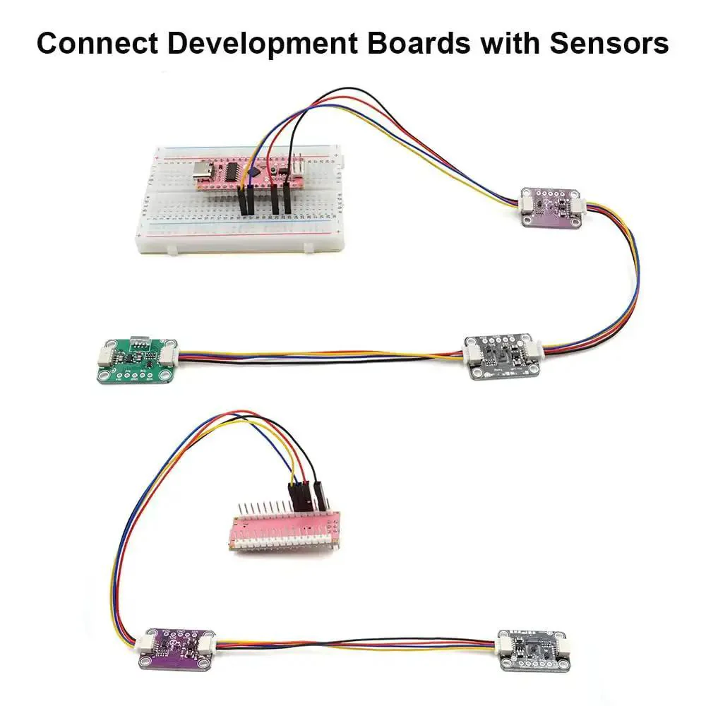 Qwiic I2C Cable Kit With Stemma QT Wires Includes 12 Color Coded Cables In Various Lengths For Fast Mess Free Hookups To Development Boards Sensor Breakouts And Breadboards 4 Pin SH1.0 Connector - Image 2