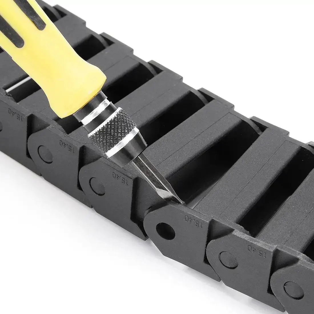 R28 Inner 15mm By 40mm Black Plastic Wire Carrier Drag Chain For CNC 1M Length Linkable Cable Carrier Reinforced Nylon Low Temperature Resistant Heavy Duty Cable Management - Image 3