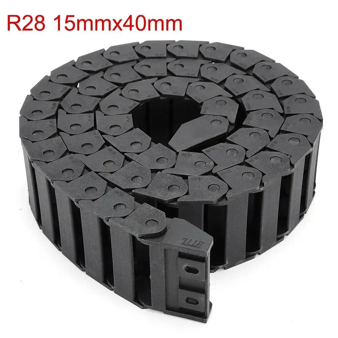 R28 Inner 15mm By 40mm Black Plastic Wire Carrier Drag Chain For CNC 1M Length Linkable Cable Carrier Reinforced Nylon Low Temperature Resistant Heavy Duty Cable Management - Image 7
