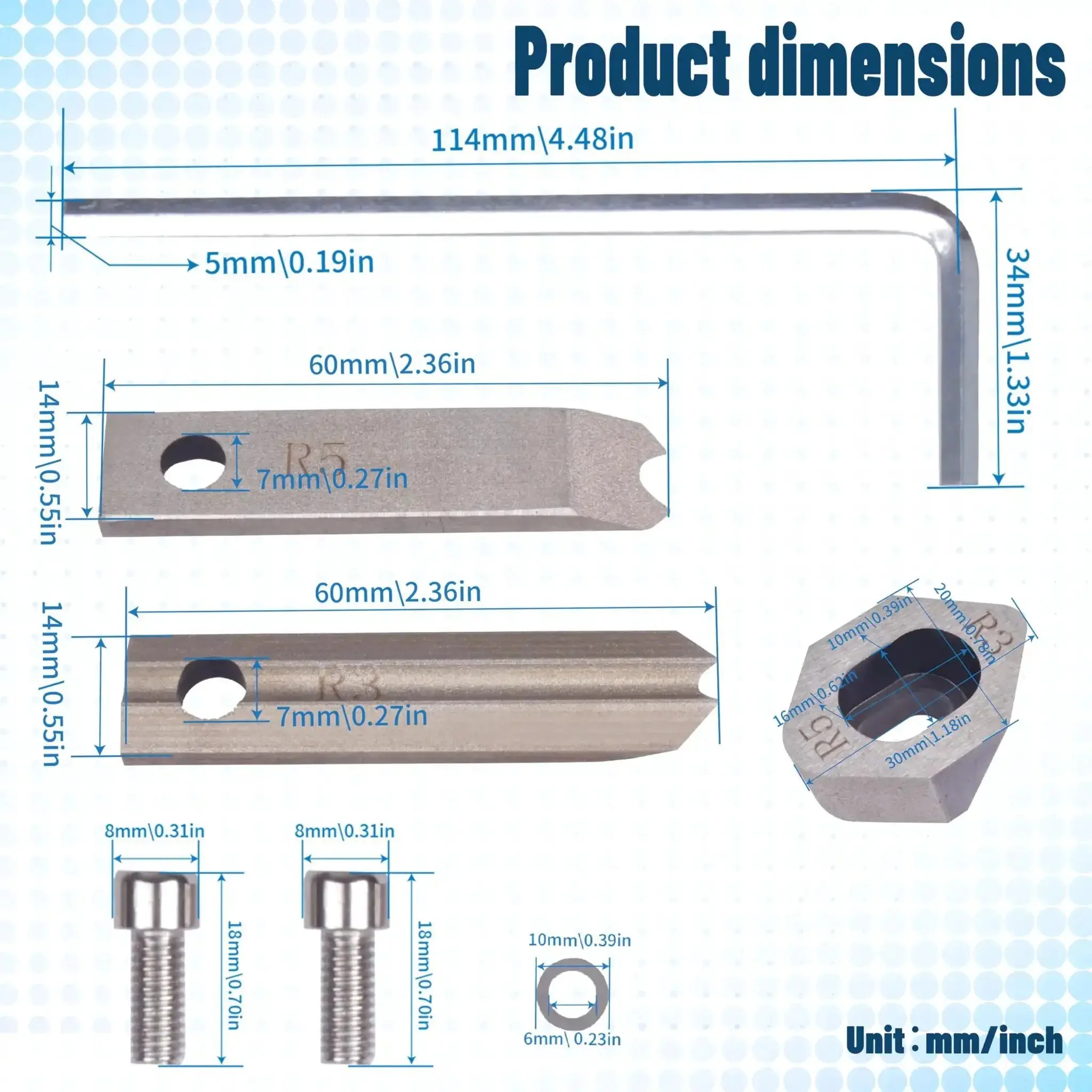 R3 And R5 Corner Rounder Blade Set For Manual Corner Rounder Cutter Machine Two Upper Blades And One Bottom Blade Replacement Heavy Duty Die Punch For Foam Core PVC Card Stock And Paper - Image 6