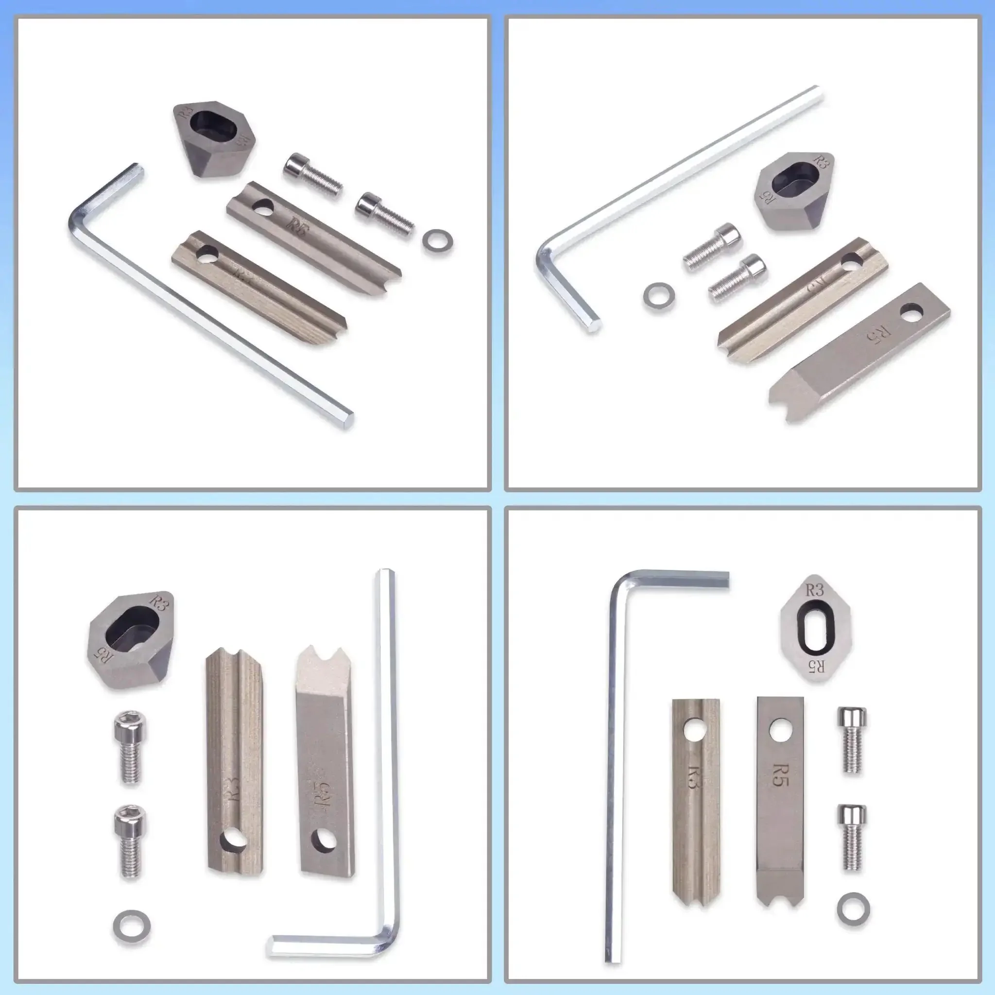 R3 And R5 Corner Rounder Blade Set For Manual Corner Rounder Cutter Machine Two Upper Blades And One Bottom Blade Replacement Heavy Duty Die Punch For Foam Core PVC Card Stock And Paper - Image 7