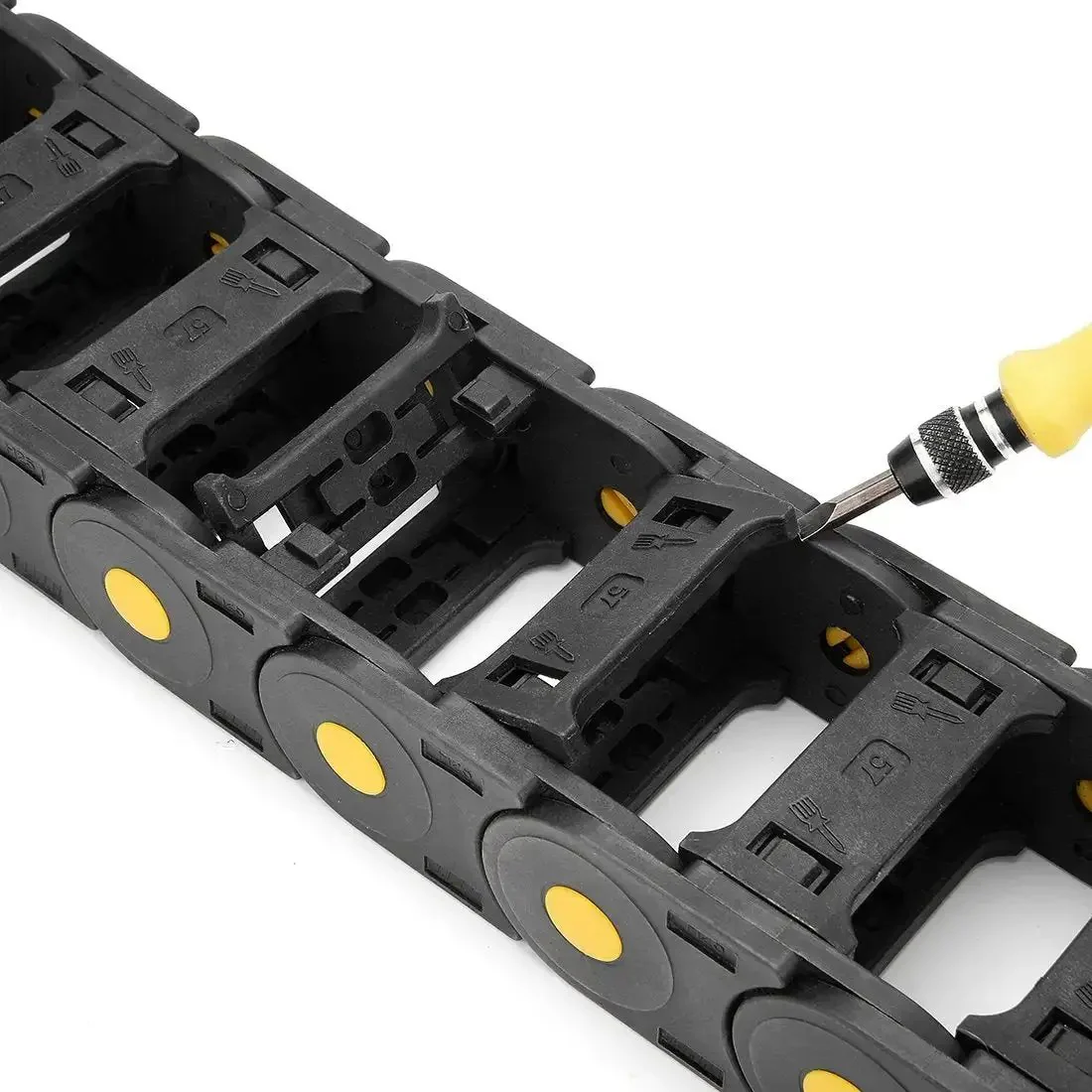 R55 25mm By 57mm Open Type Plastic Cable Drag Chain Carrier For Wires 1 Meter Length CNC Black Built For High Speed Low Noise Cable Routing And Plug And Play Linking - Image 3