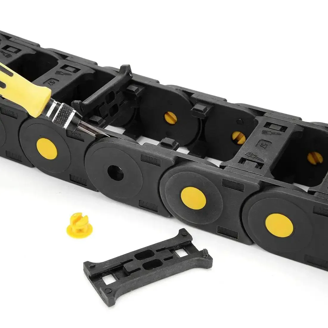 R55 25mm By 57mm Open Type Plastic Cable Drag Chain Carrier For Wires 1 Meter Length CNC Black Built For High Speed Low Noise Cable Routing And Plug And Play Linking - Image 4