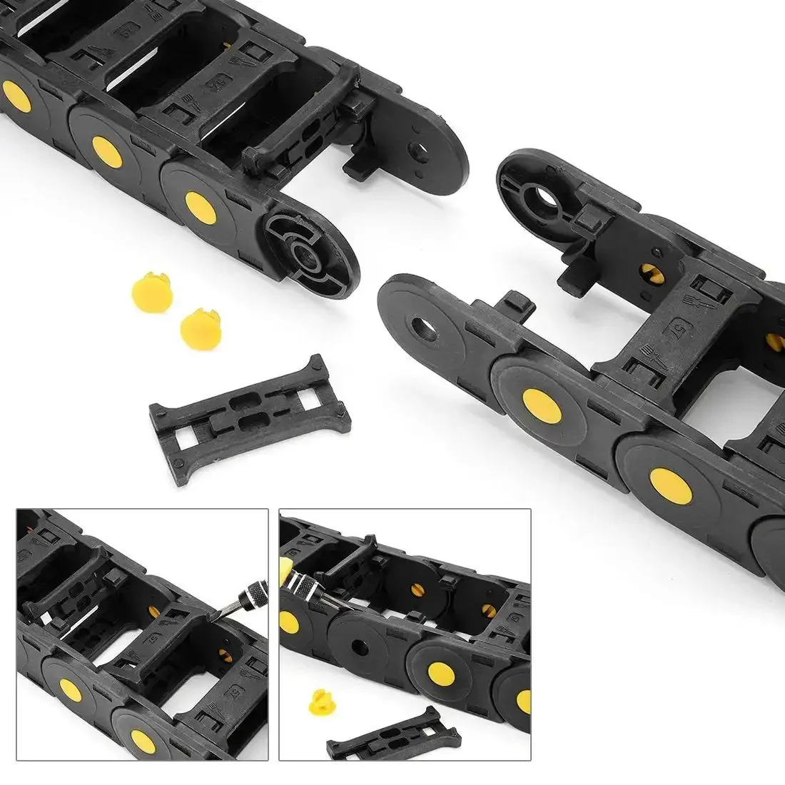 R55 25mm By 57mm Open Type Plastic Cable Drag Chain Carrier For Wires 1 Meter Length CNC Black Built For High Speed Low Noise Cable Routing And Plug And Play Linking - Image 7