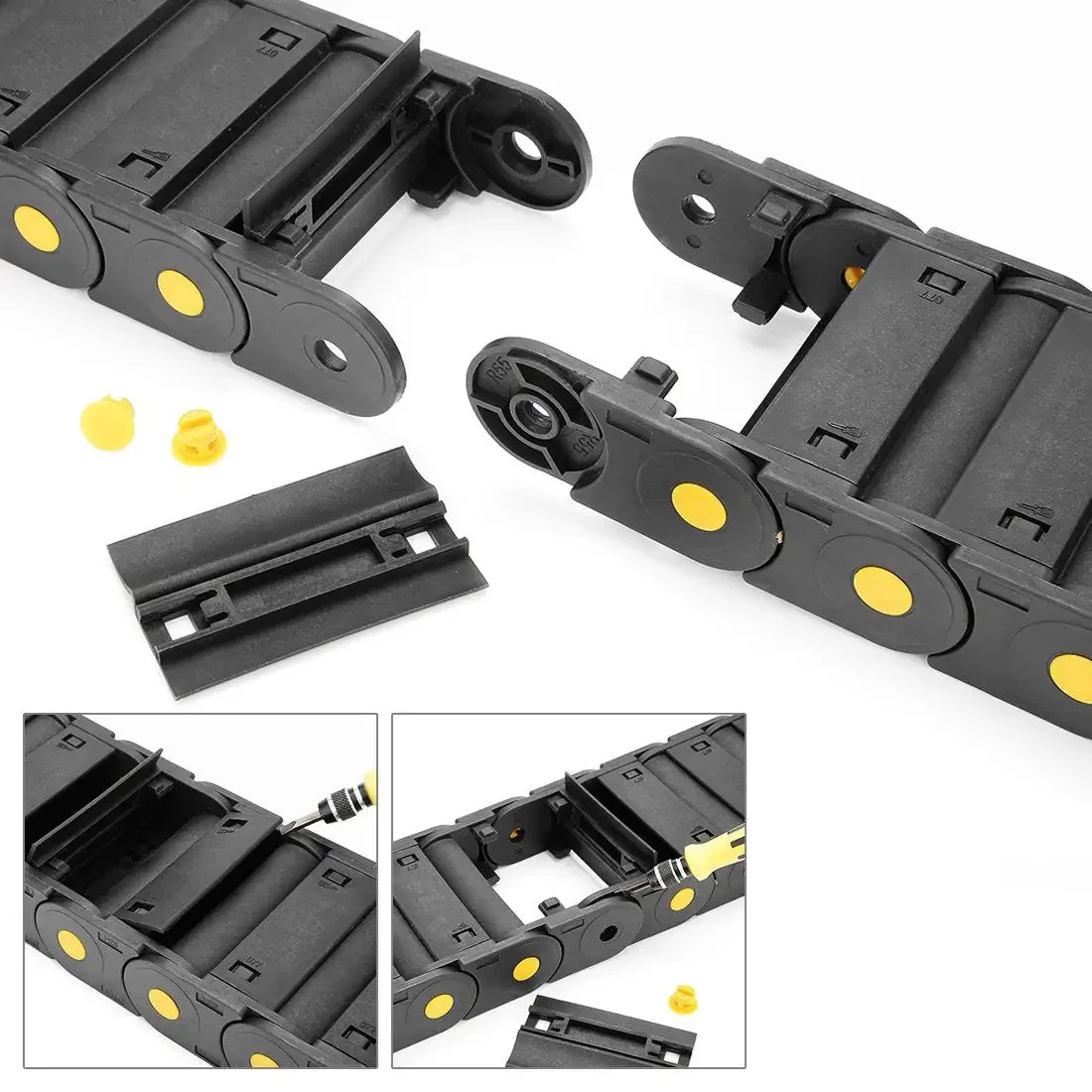 R55 25mm By 77mm Plastic Cable Drag Chain Wire Carrier With Openable Cover Closed Type 1 Meter Long Low Noise Wear Resistant Linkable For Robotics CNC And Industrial Machinery - Image 7