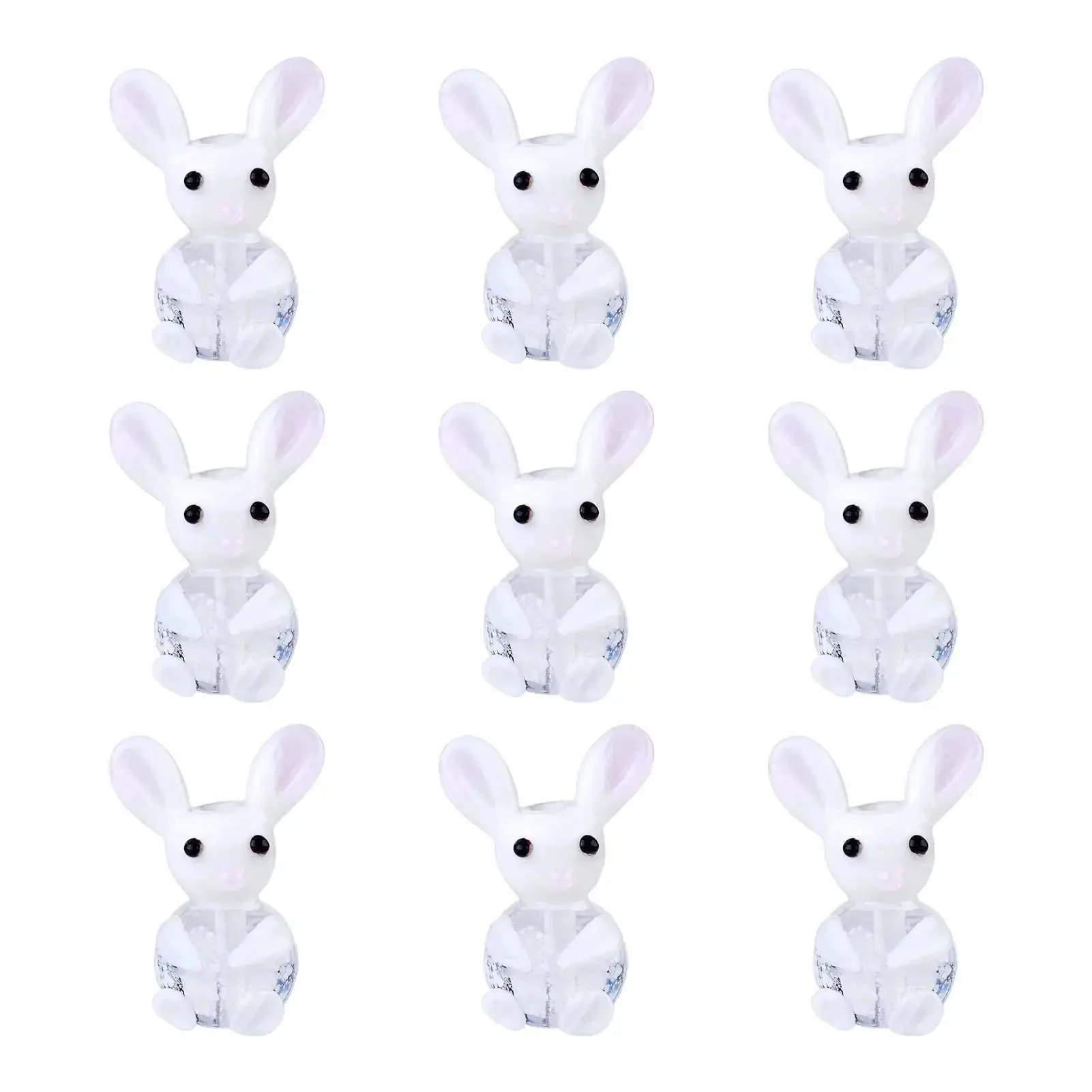 Rabbit Lampwork Glass Beads 10 Pcs Cute Bunny Spacer Beads For DIY Jewelry Making Easter Bracelet Necklace Beading Supplies Durable Glass 25 To 28 mm Long 18 To 20 mm Wide 1 mm Hole Totally Perfect For Necklace And Bracelet Projects For Beading Hobbyists