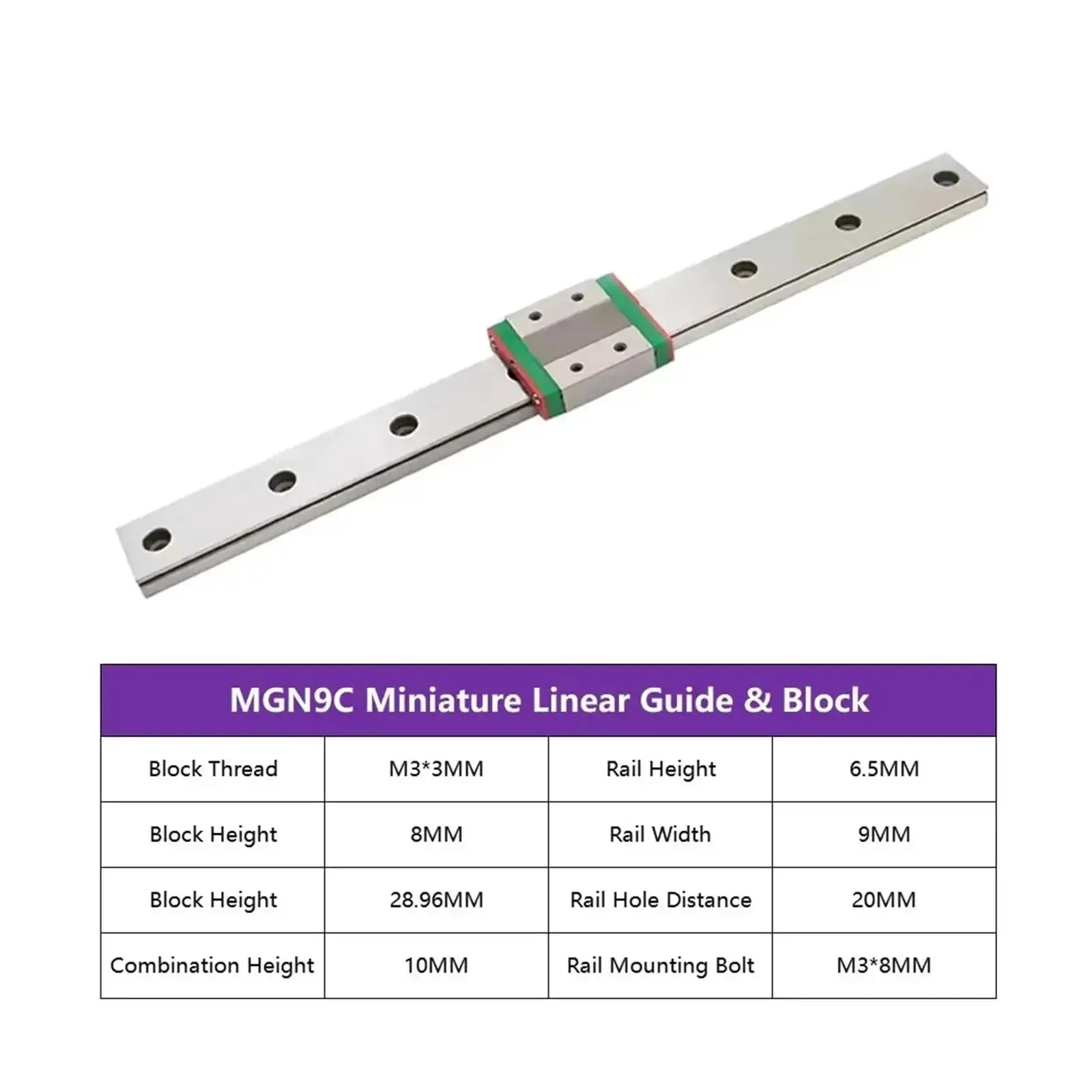 Rail and MGN9 Block Miniature Linear Motion Set for 3D Printer and CNC Projects, 750mm Rail with MGN9C Block, Pro Grade Smooth Sliding Guide for Upgrades - Image 6