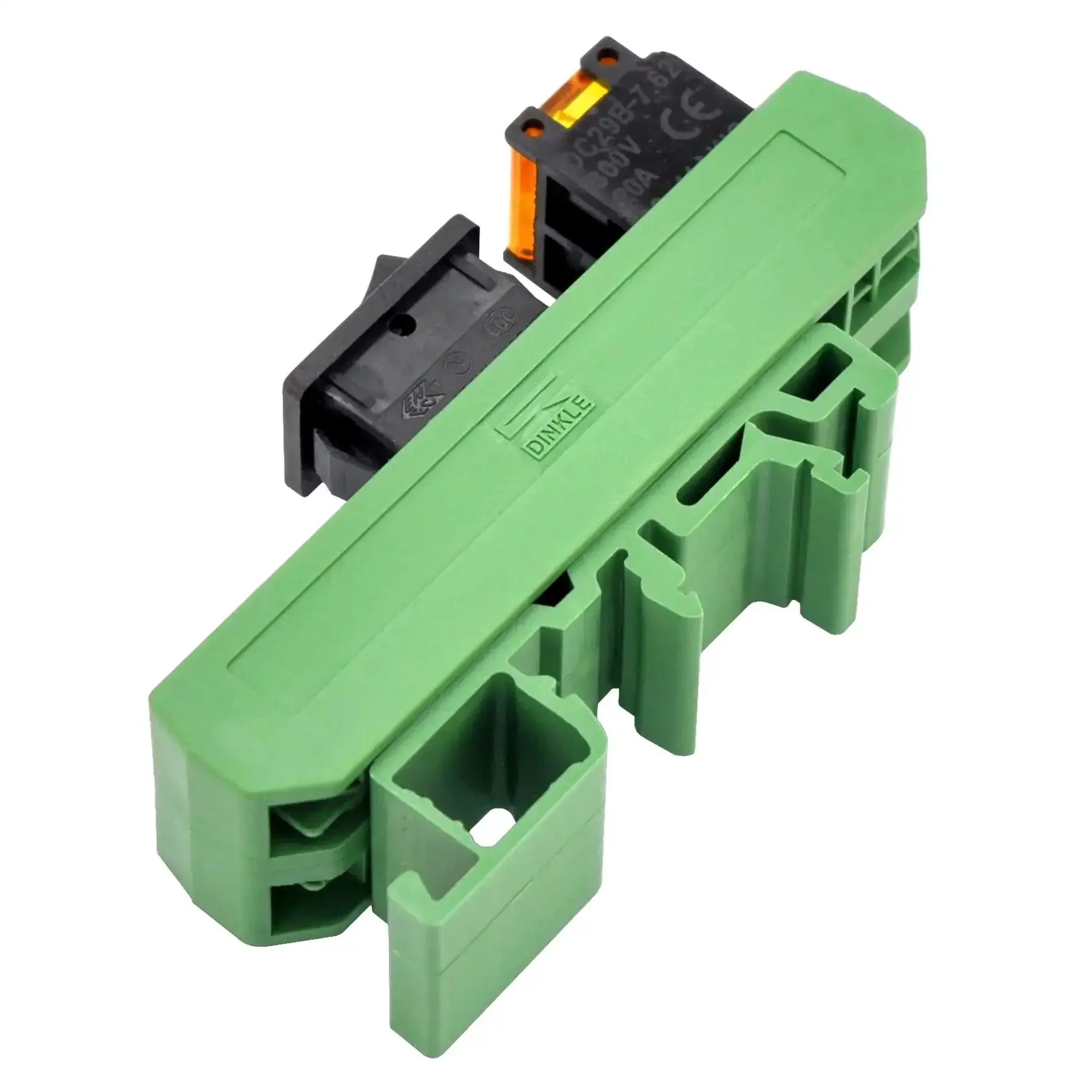 Rail Mount Rocker Switch Module For 10 Amp Power, Compatible With 250VAC Or 50VDC, One Channel, Easy On Off Rocker, Removable Cover, Metric M3 Screw Compatible, 7.62mm Pitch, Vinyl Insulated Spade Connectors, Supports 16 To 14 AWG Cables - Image 3