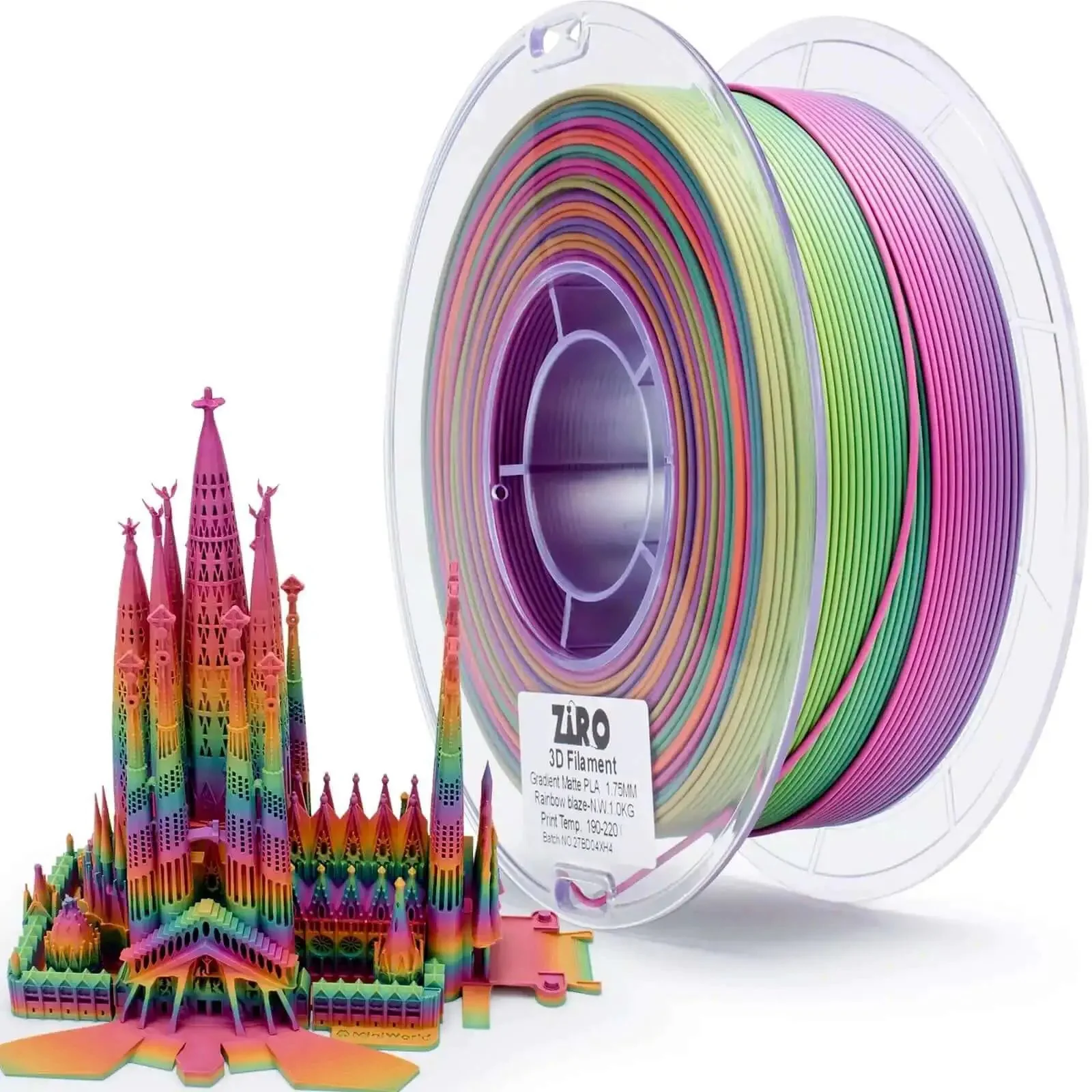 Rainbow Blaze Matte Color Changing PLA Filament For 3D Printing Fast Color Shift By Length Compatible With Most FDM Printers Smooth Matte Finish 1KG Spool Easy Color Transitions
