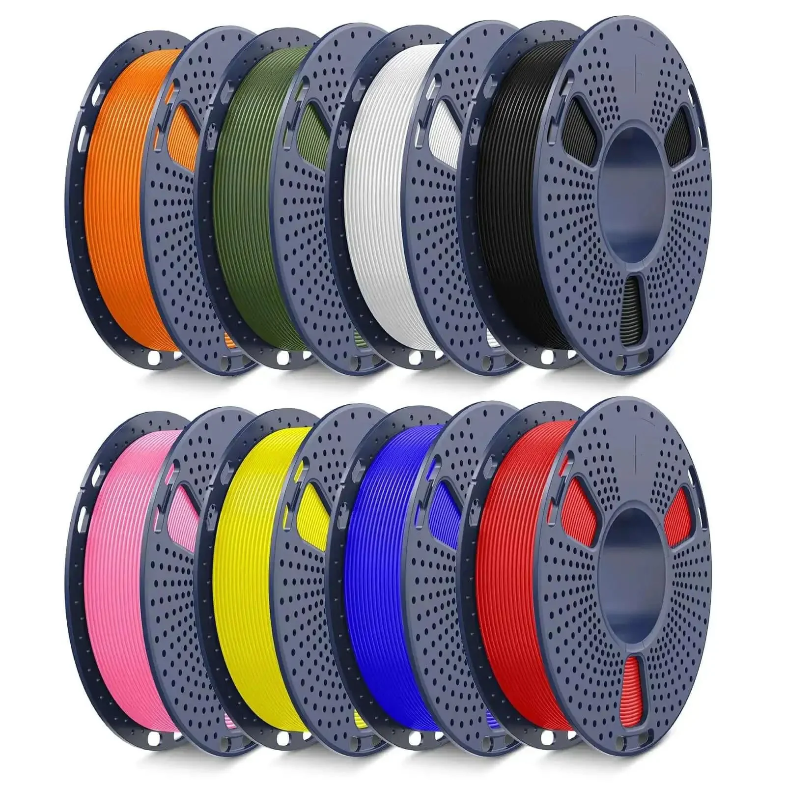 Rapid PLA Filament Bundle 2Kg 1.75mm 250g Spools Eight Color Pack For 3D Printing High Speed Filament Black White Blue Red Pink Orange Yellow Olive Green