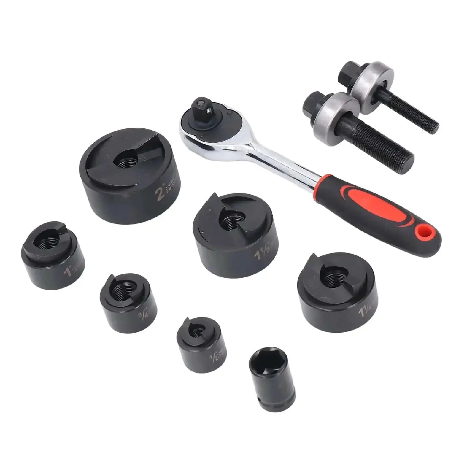 Ratchet Hole Punch Driver Kit With Six Punch Sizes For Metal Sheets Pro Grade Heavy Duty Punch Tool Set For Industrial And Furniture Installations Durable Metal Construction Multifunctional - Image 6