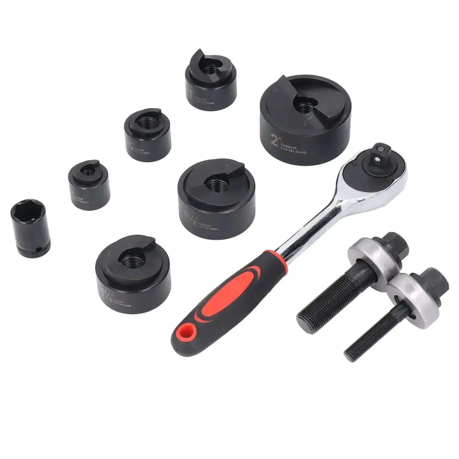 Ratchet Hole Punch Driver Kit With Six Punch Sizes For Metal Sheets Pro Grade Heavy Duty Punch Tool Set For Industrial And Furniture Installations Durable Metal Construction Multifunctional - Image 7