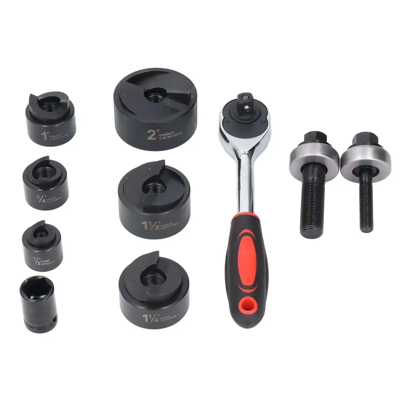 Ratchet Hole Punch Driver Kit With Six Punch Sizes For Metal Sheets Pro Grade Heavy Duty Punch Tool Set For Industrial And Furniture Installations Durable Metal Construction Multifunctional - Image 8