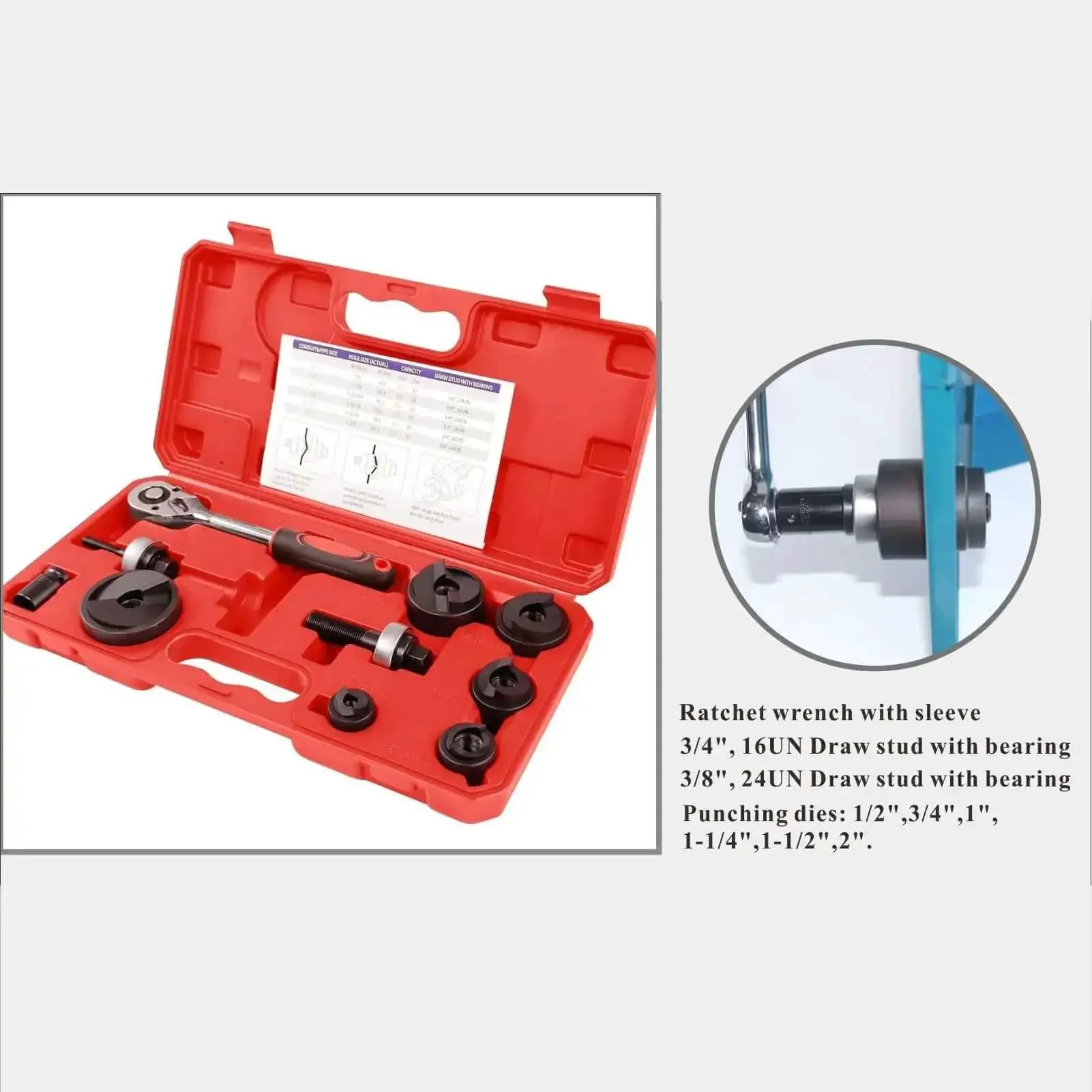 Ratchet Knockout Hole Punch Driver Kit For Pros Multifunctional Manual Ratchet Hole Cutter Tool For Metal Sheets Industrial Equipment Drilling Handcraft And Furniture Projects - Image 2
