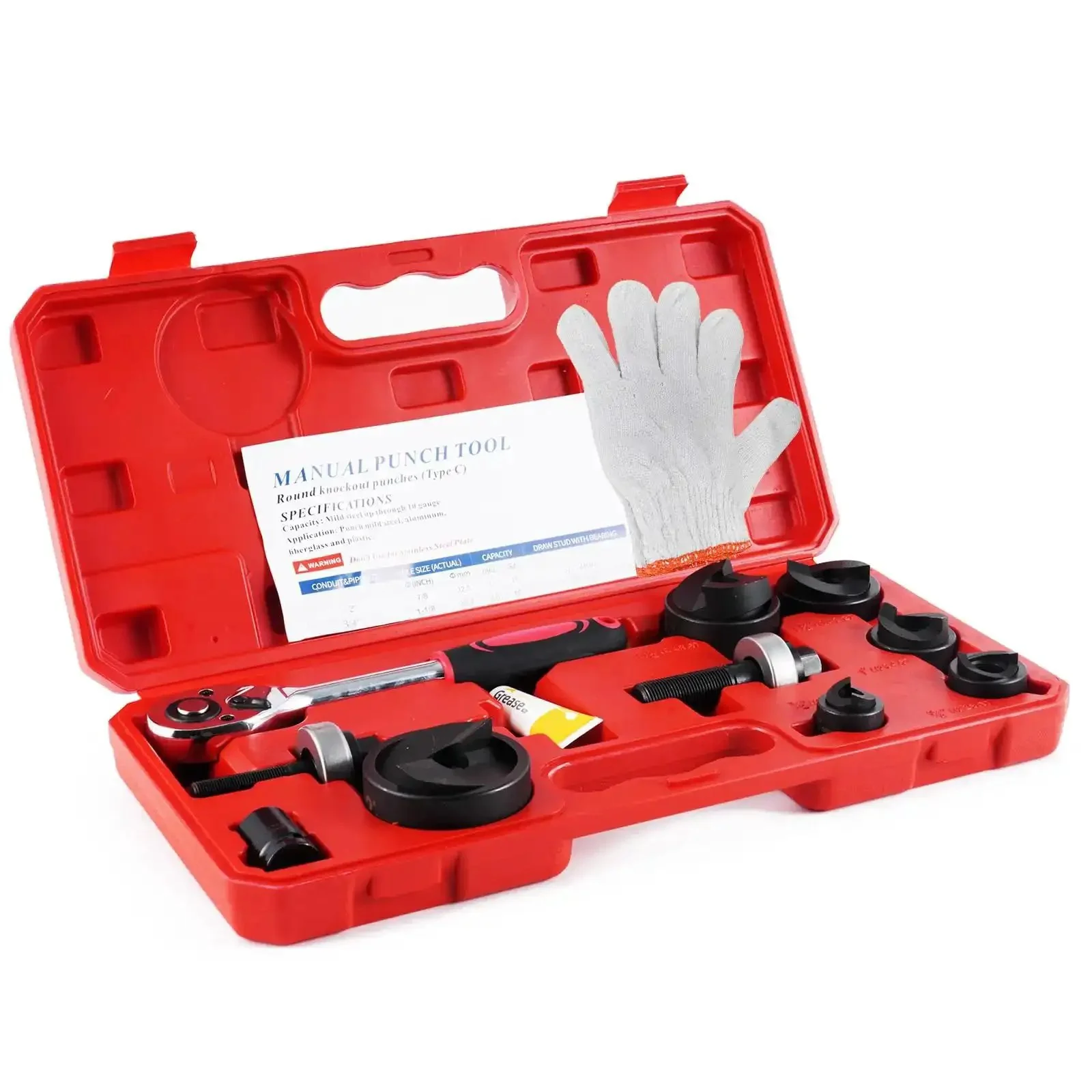 Ratchet Knockout Hole Punch Driver Kit Workhorse One Half To Two Inch Slug Buster KO Tool Set For Electrical Conduit And Panel Work With Ergonomic Long Handle Delivers Clean Round Holes And Easy Manual Operation - Image 2