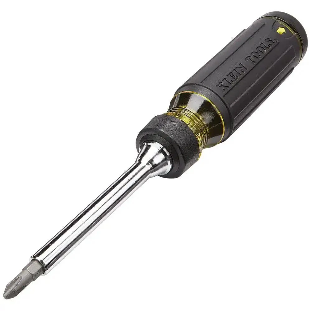 Ratcheting Multi-Bit Screwdriver 15-In-1 With Phillips Slotted Square Torx And Combo Bits Plus One Quarter Inch Nut Driver On-Handle Bit Storage For Quick All-Day Driving And Pro-Grade Built-To-Last Bits