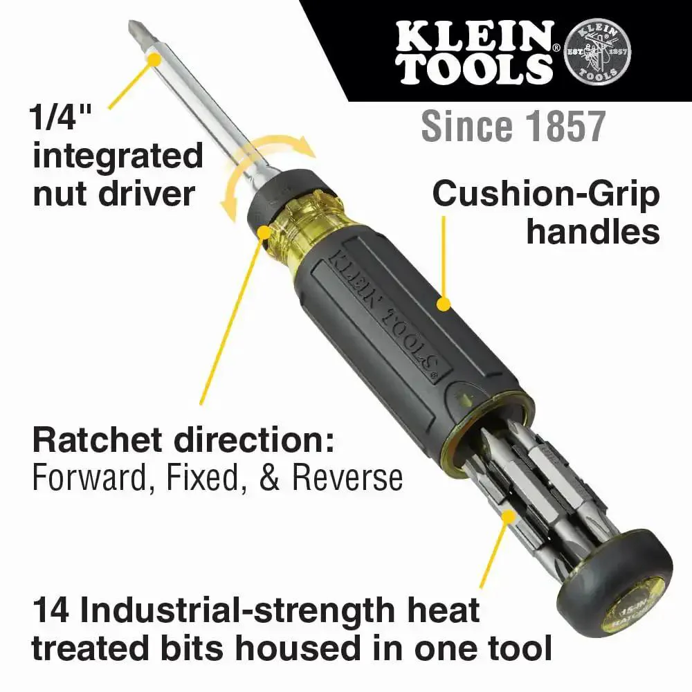 Ratcheting Multi-Bit Screwdriver 15-In-1 With Phillips Slotted Square Torx And Combo Bits Plus One Quarter Inch Nut Driver On-Handle Bit Storage For Quick All-Day Driving And Pro-Grade Built-To-Last Bits - Image 15